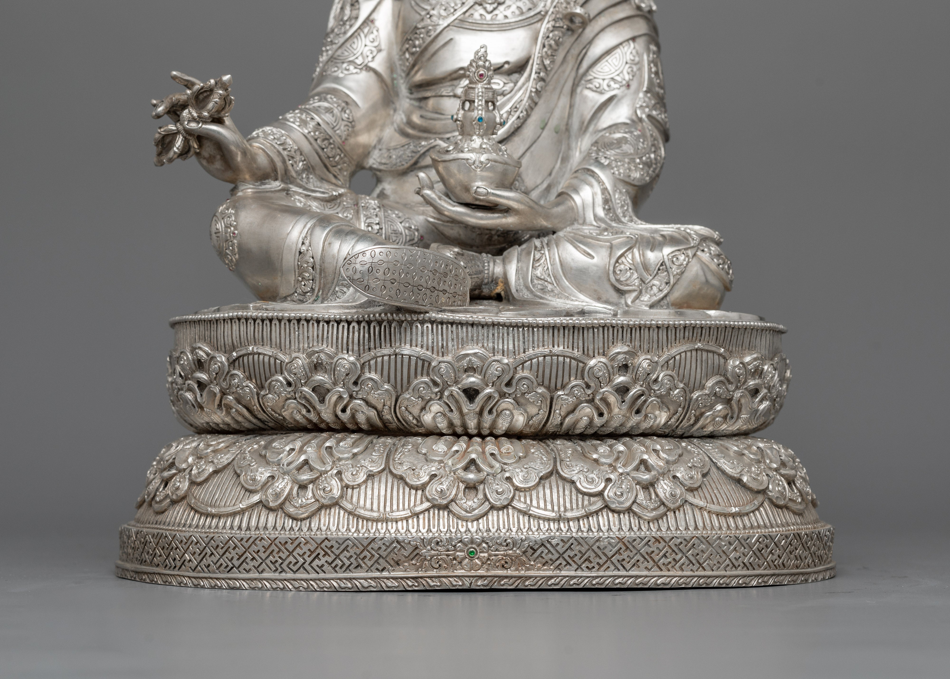 Guru Rinpoche Silver Statue | Mastery of Spiritual Enlightenment