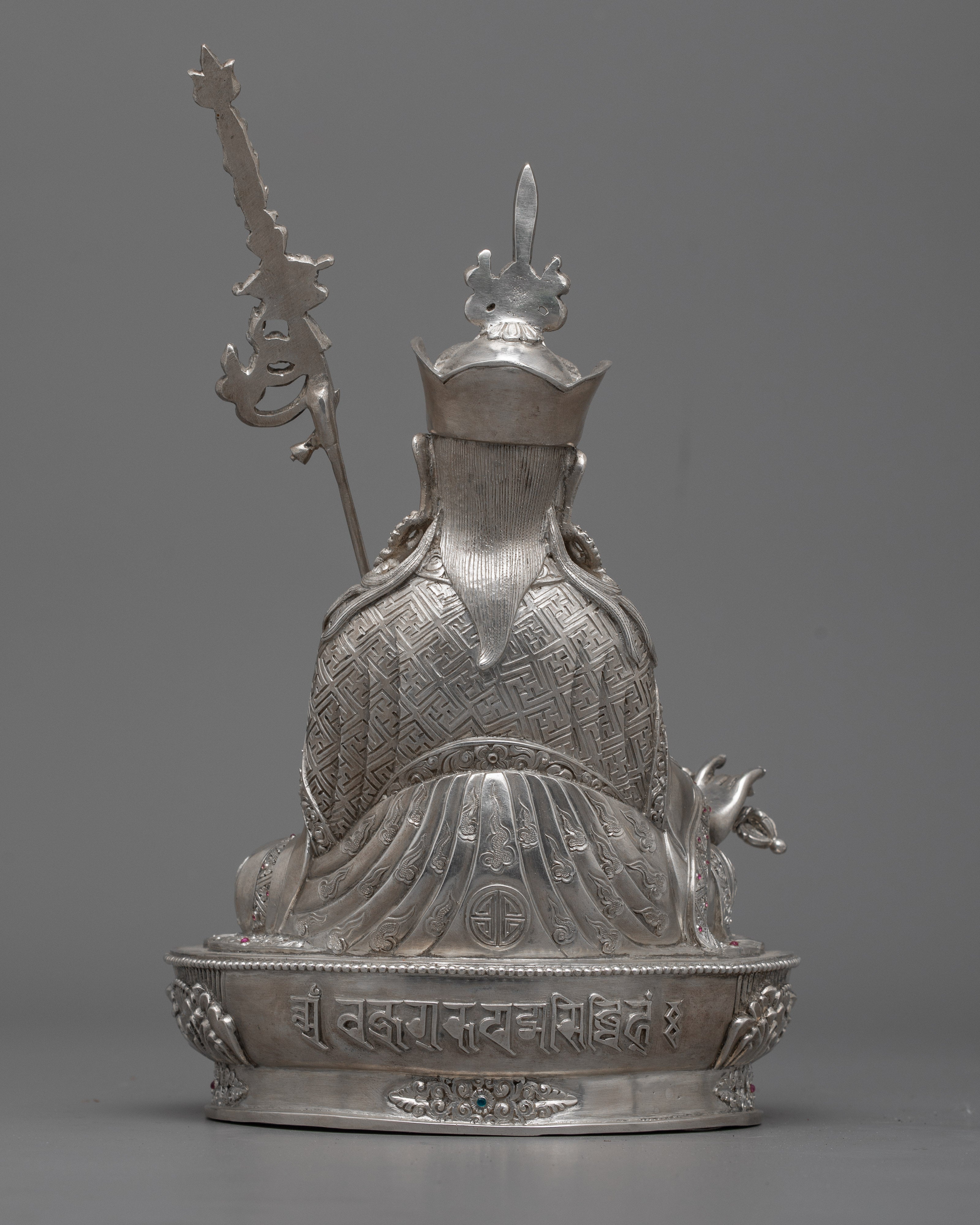 Guru Gyalpo Silver Statue | Guru Rinpoche Embodying Wisdom and Guidance