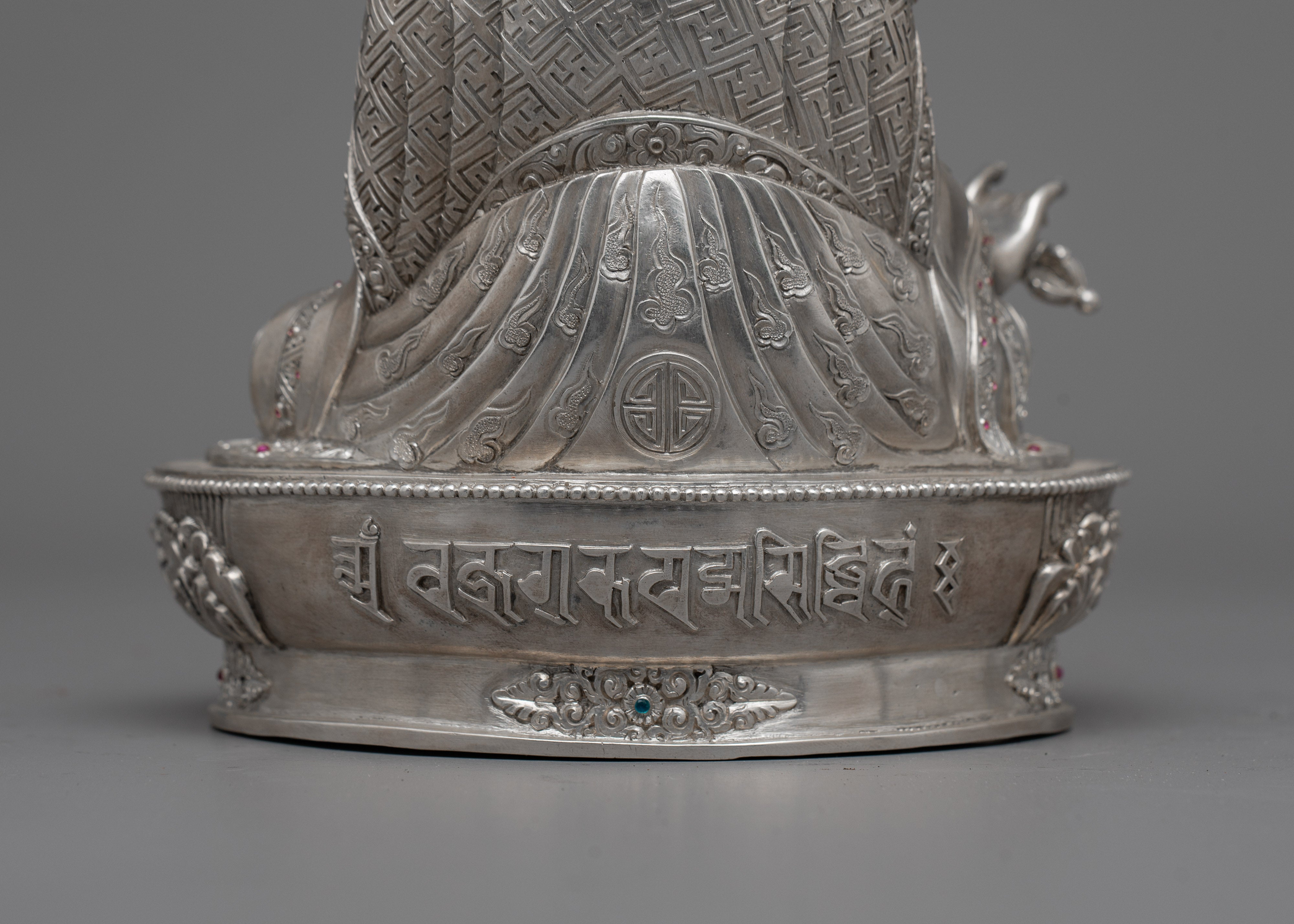 Guru Gyalpo Silver Statue | Guru Rinpoche Embodying Wisdom and Guidance