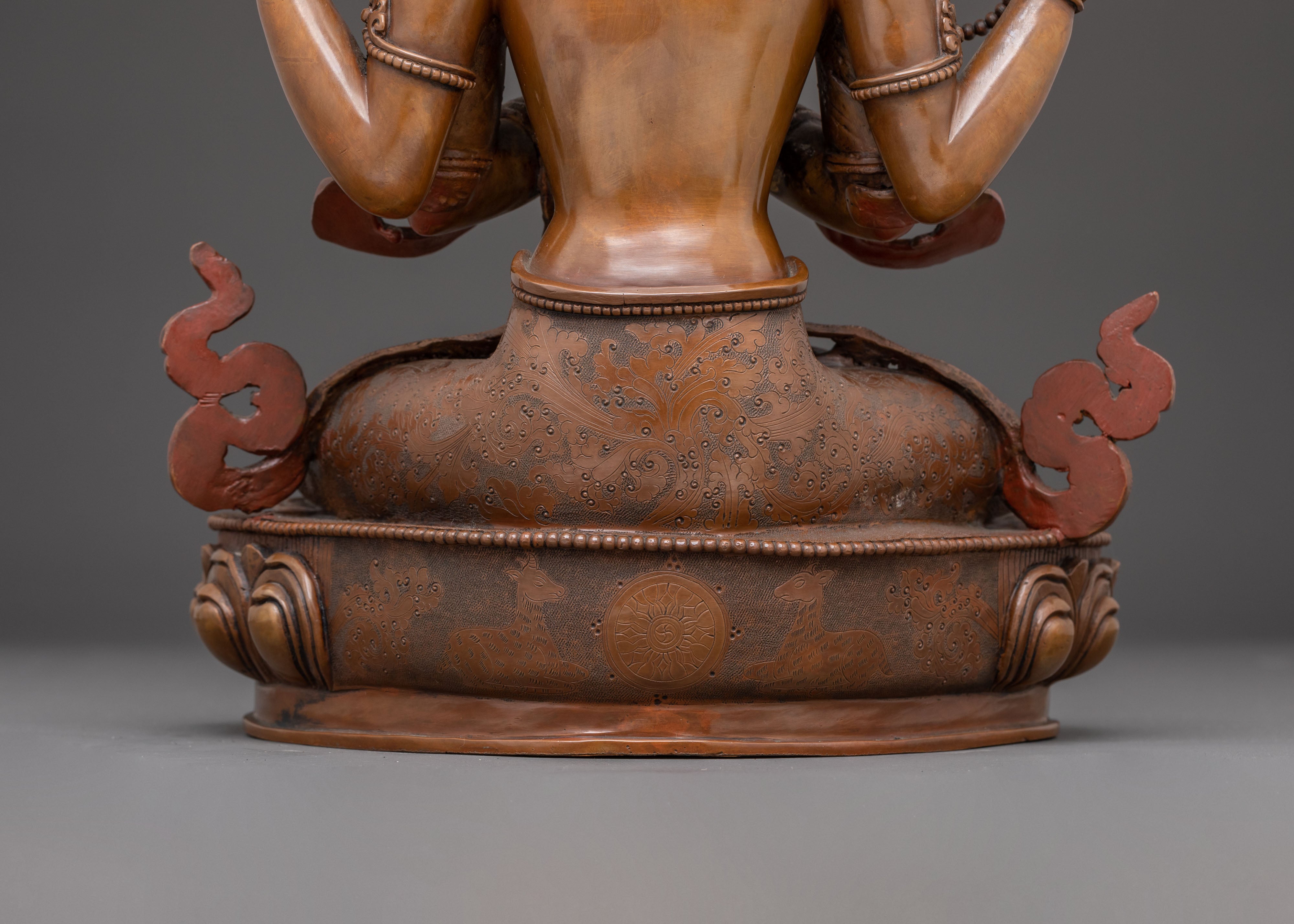 Oxidized Handmade Statue of Bodhisattva Chenrezig | Guardian of Compassion