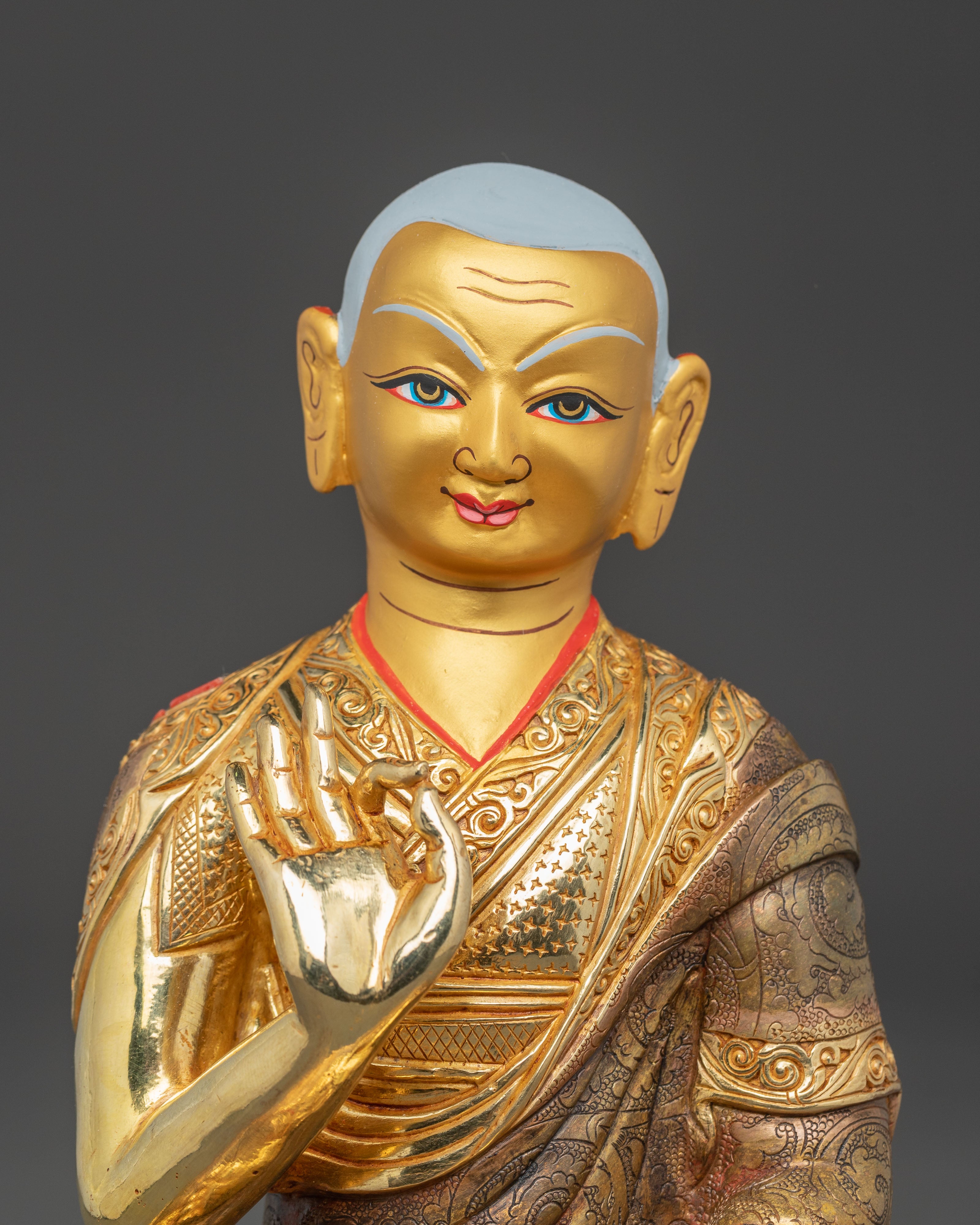 Handmade Tsongkhapa Statue Set for Meditation Decor