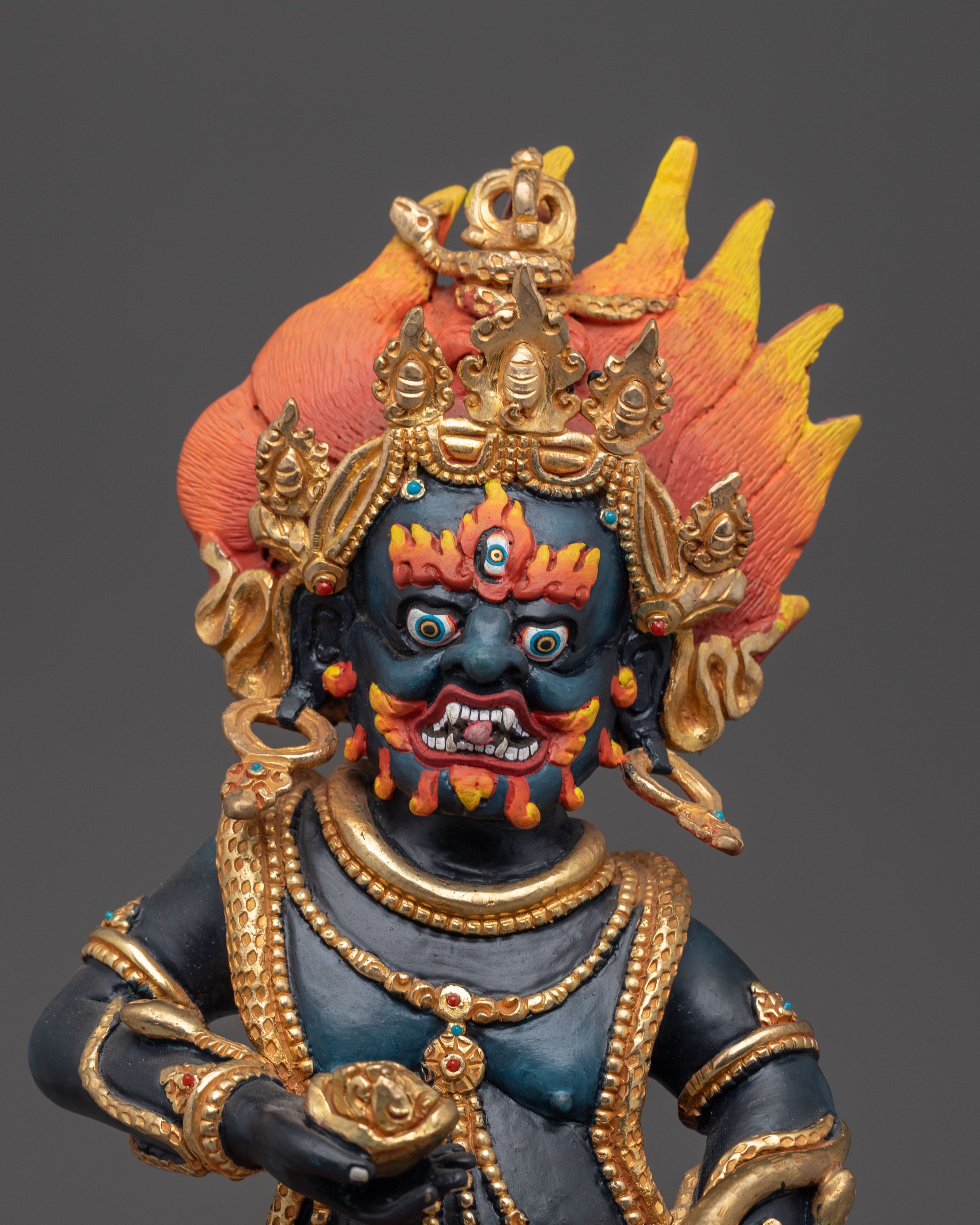 Statue of Wealth Icon Black Dzambhala | Guardian of Abundance