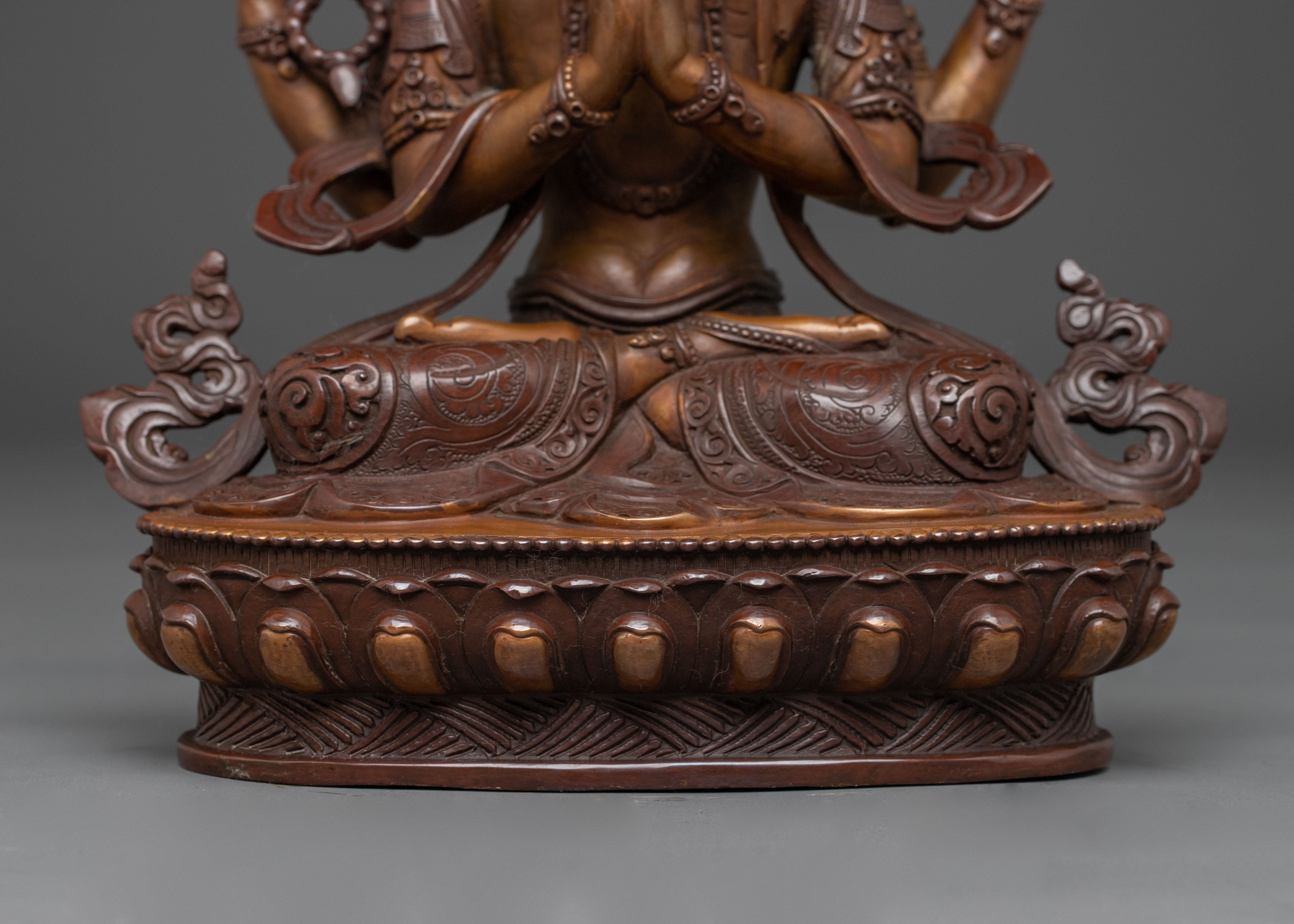 Handcrafted Compassionate Bodhisattva Avalokiteshvara Statue | Deity of Mercy and Peace