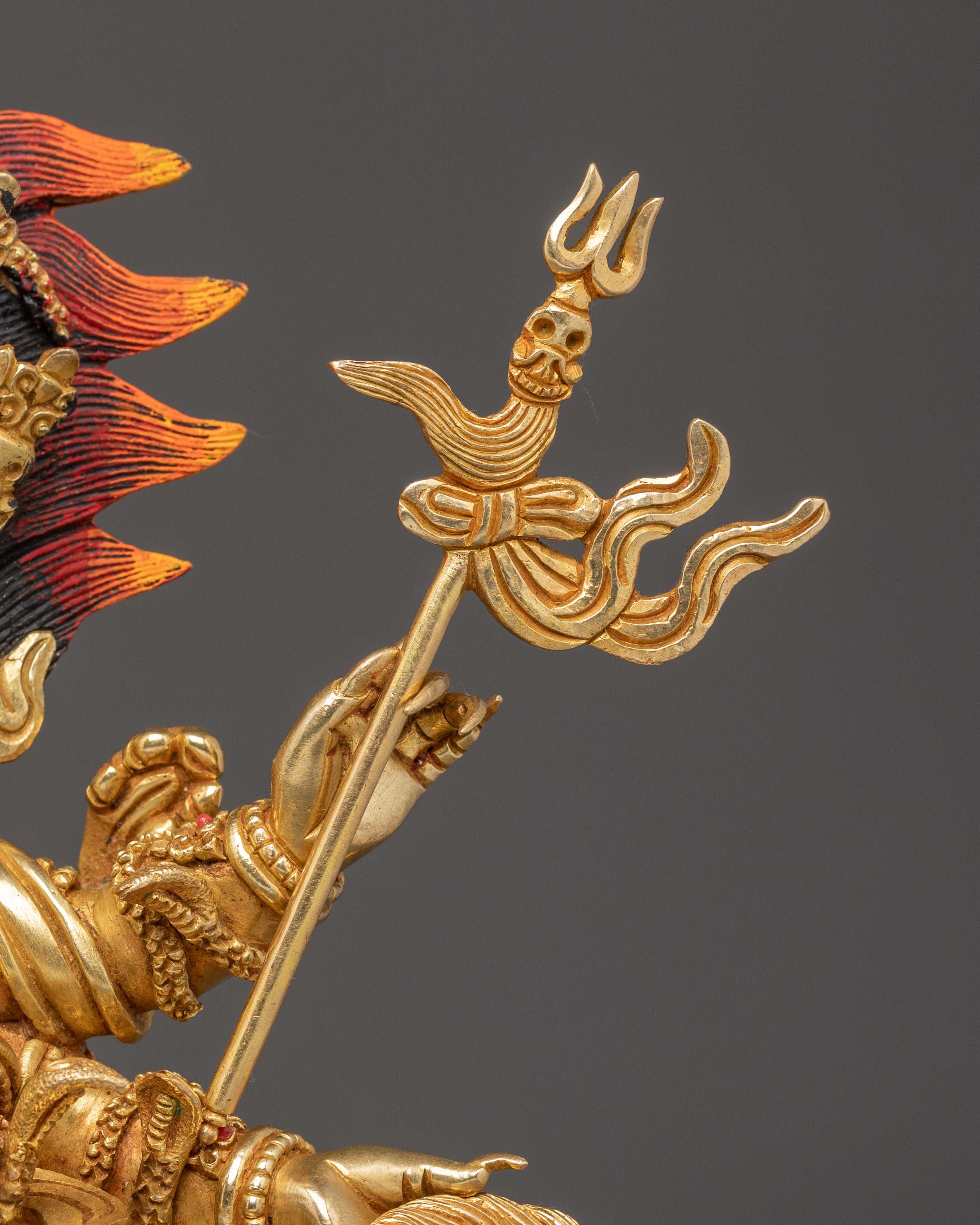 Handcrafted Six-Armed Mahakala Sculpture for Meditation