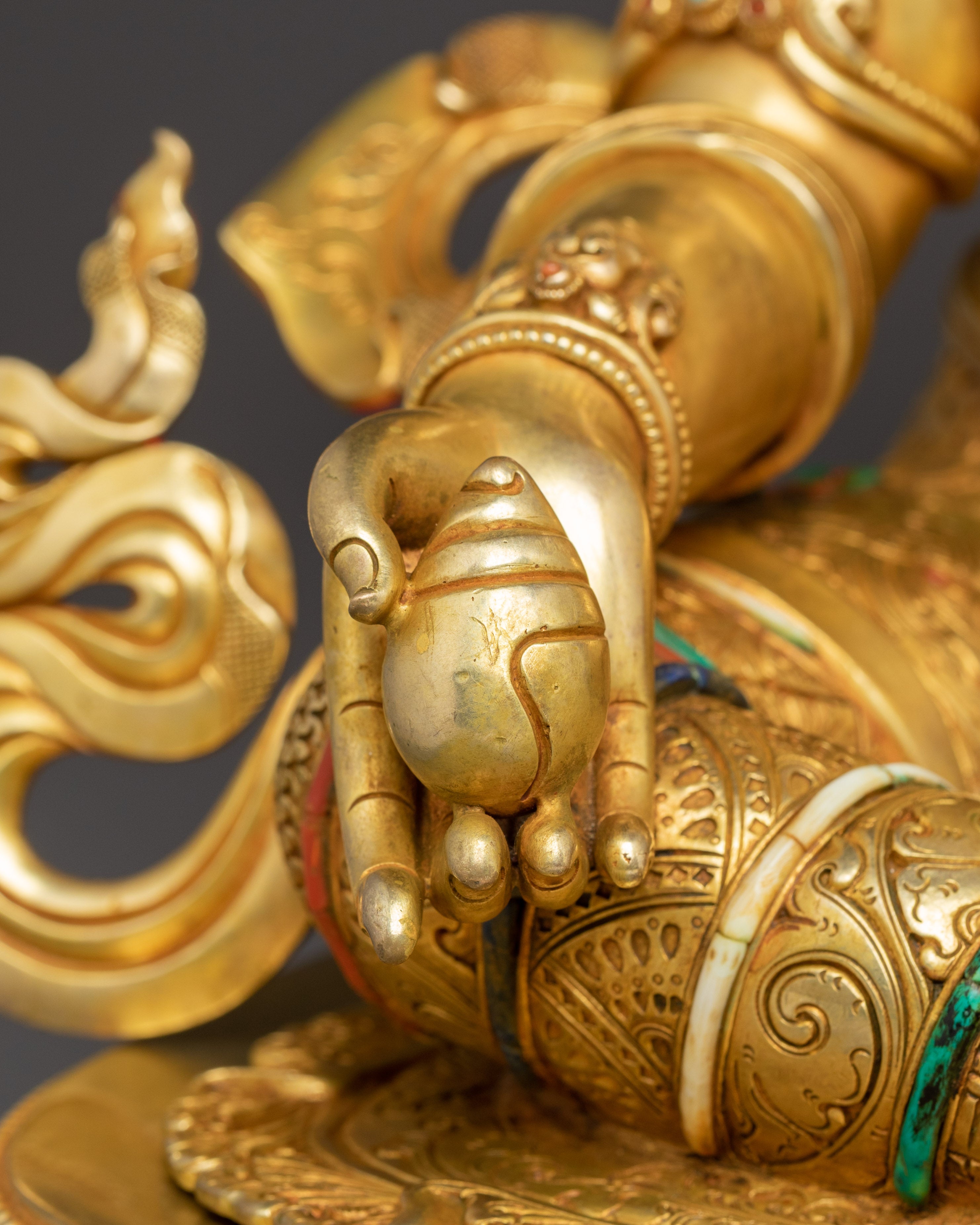 Handmade Statue of Abundance Icon Lord Dzambhala | Tibetan Wealth Deity