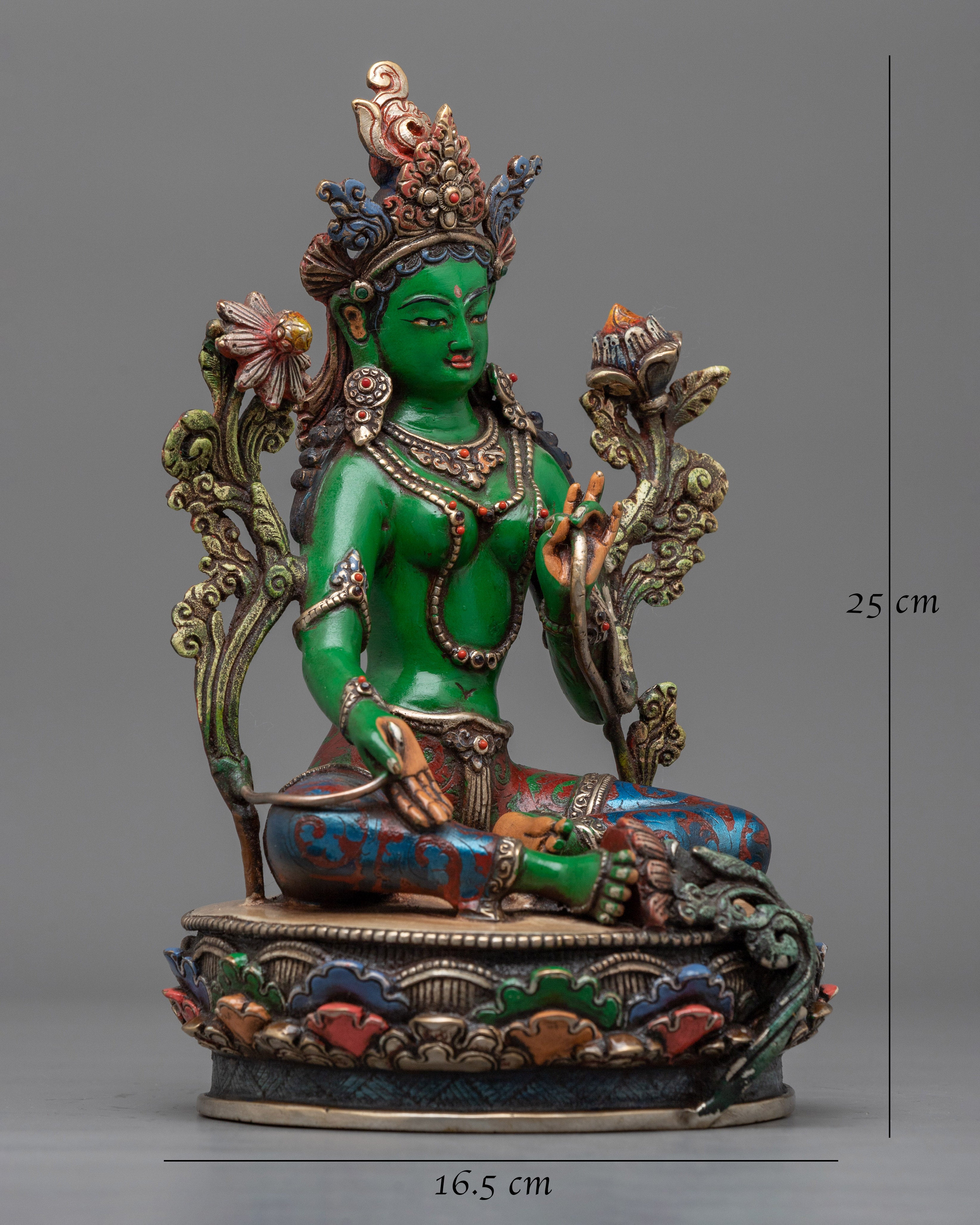 Hued Green Tara Statue | Embrace Divine Protection and Compassion
