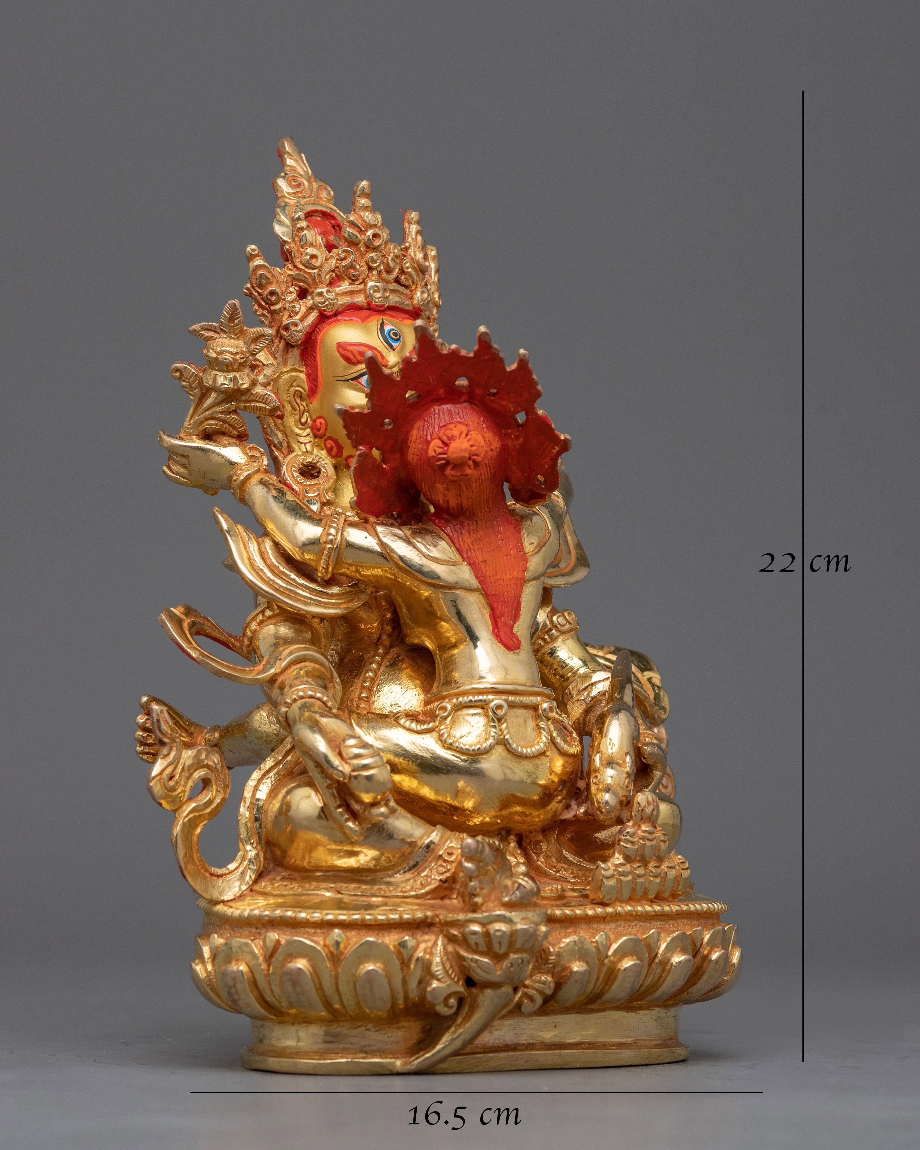 Green Dzambhala with His Consort Statue | Invoking Abundance and Prosperity