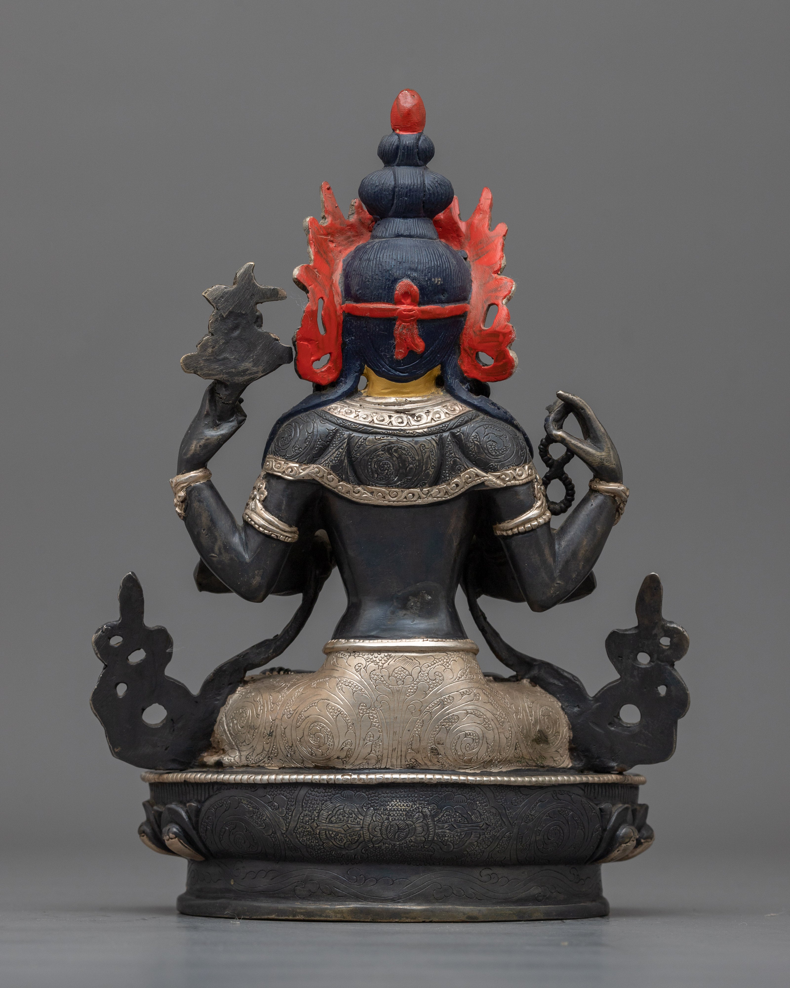 Silver-Plated Chenrezig Figurine | Embodiment of Love and Compassion