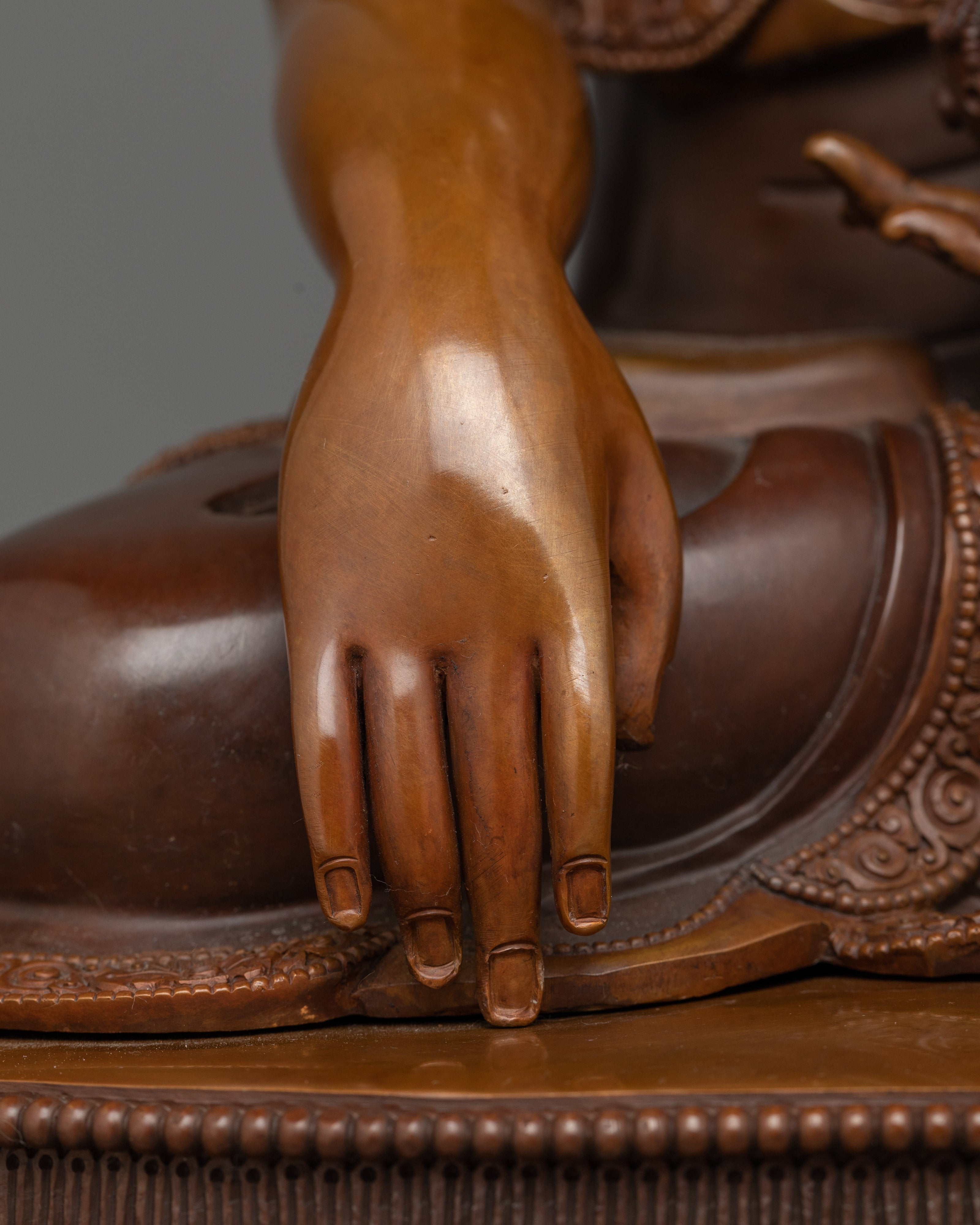 Sublime Shakyamuni Buddha Oxidized Altar Sculpture | Hand-crafted Nepalese Artwork