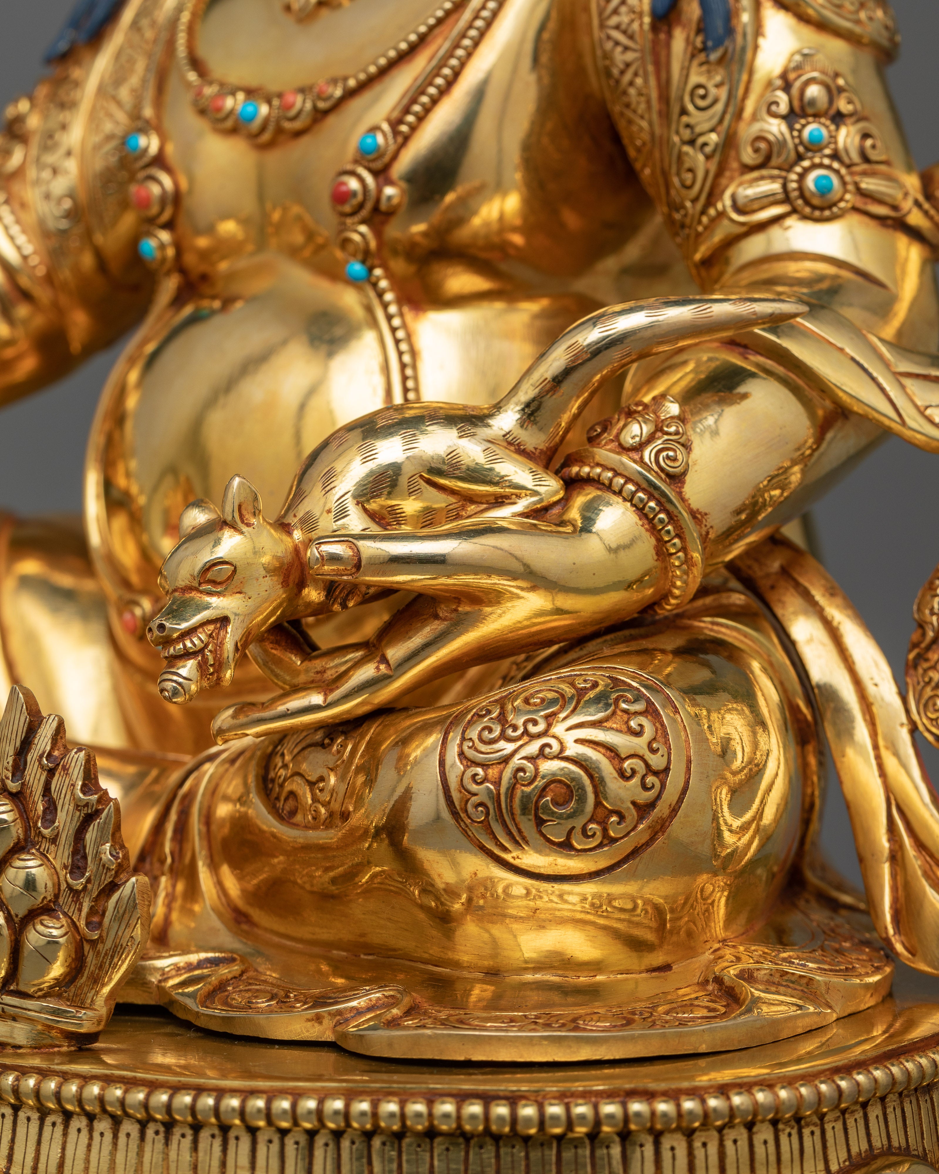 Exquisite Wealth Deity Dzambha La Statue | Triple-Layered 24K Gold Gilded Grandeur