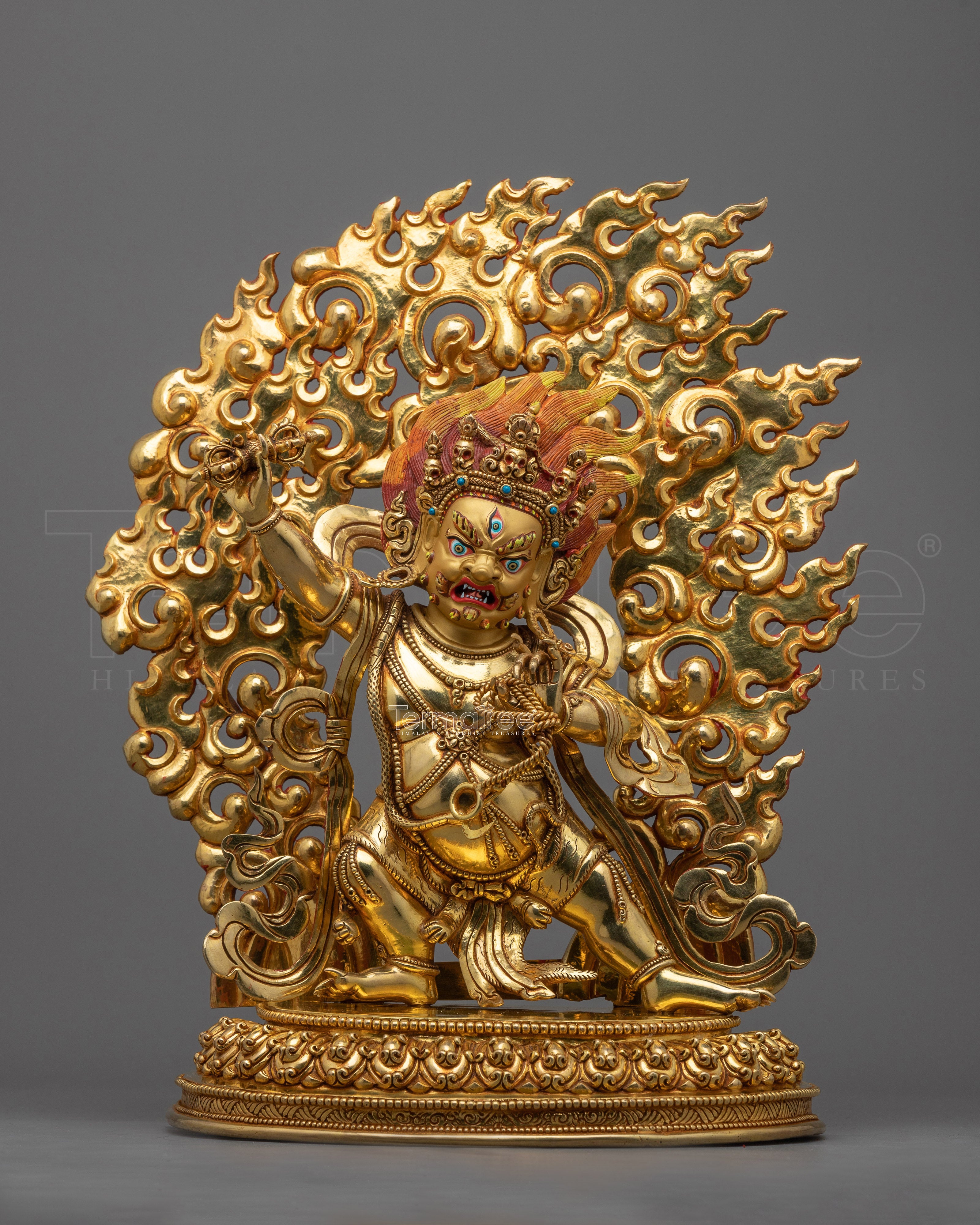 Vajra Pani Sculpture | Gold Gilded Copper Statue