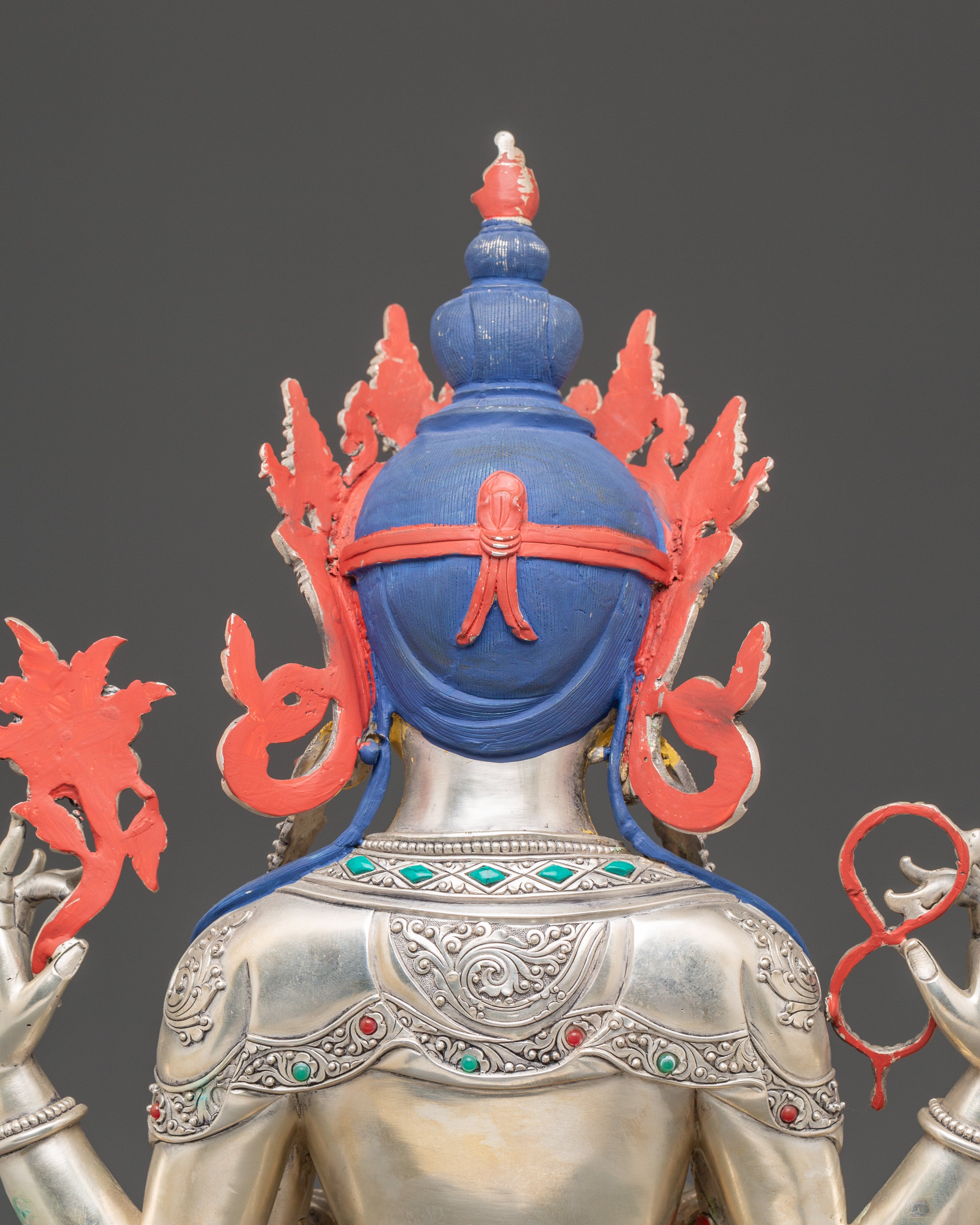 Handmade Silver Chenrezig Statue | Protector of Beings