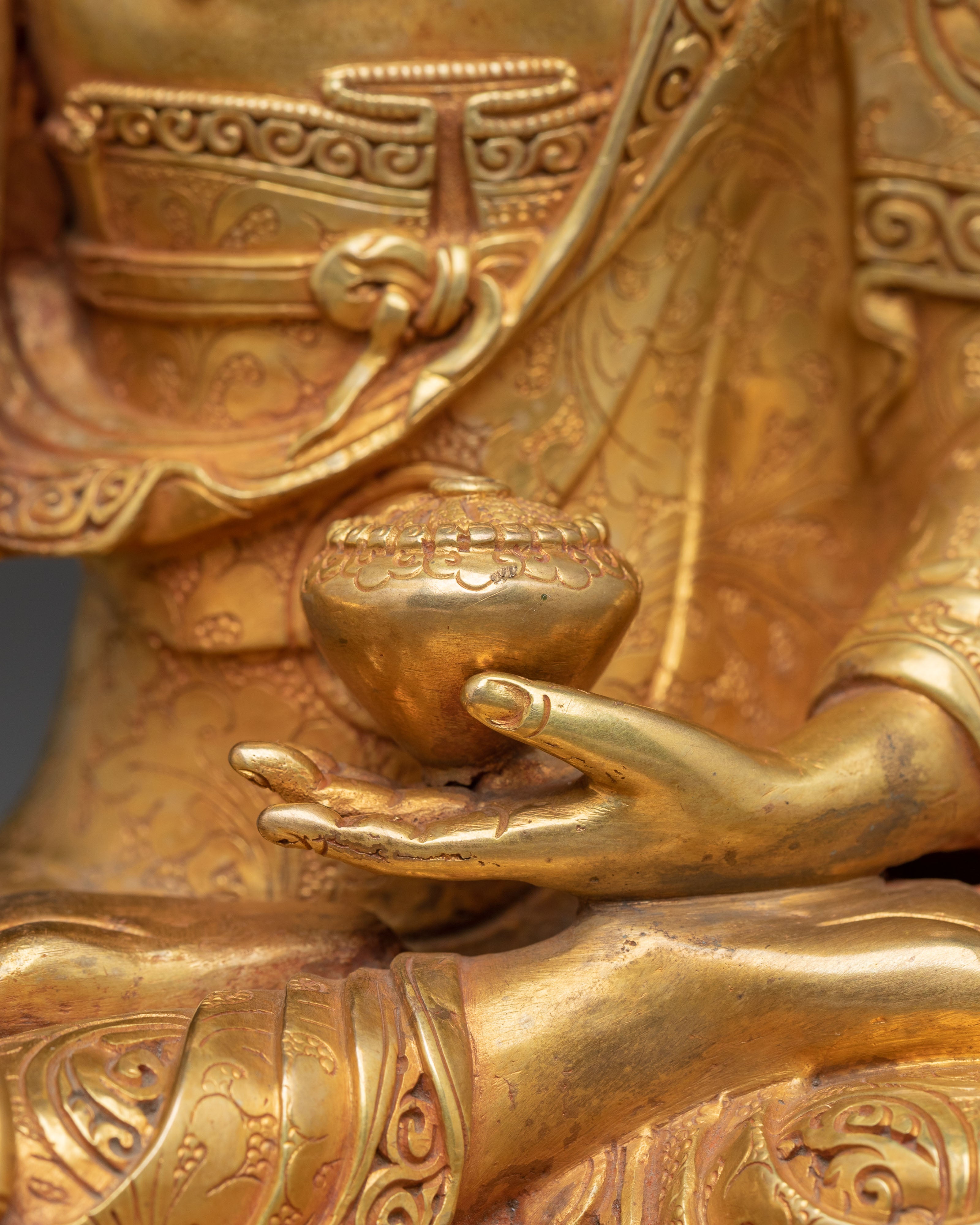 Golden Shakyamuni Buddha Copper Handmade Art | Meditation & Altar Decor