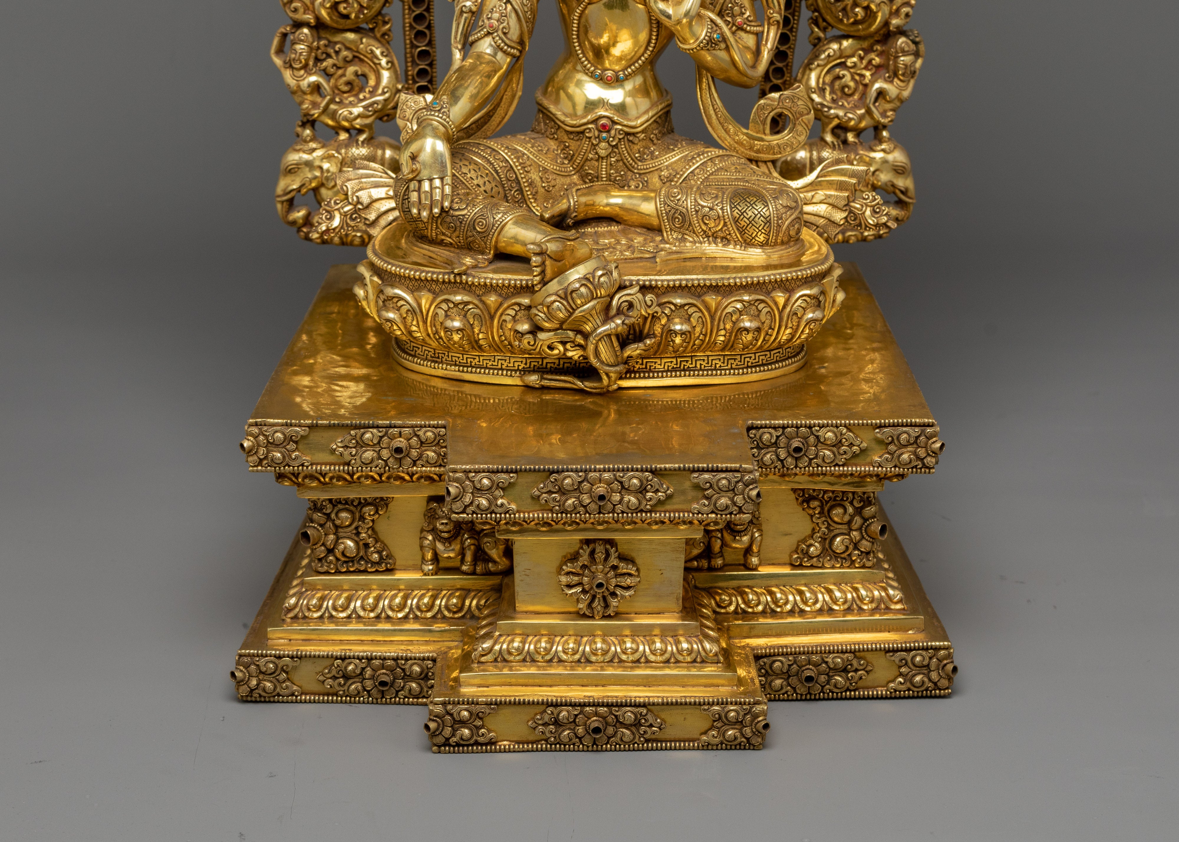 Elegant Green Tara on Throne | Elevate Your Spiritual Practice