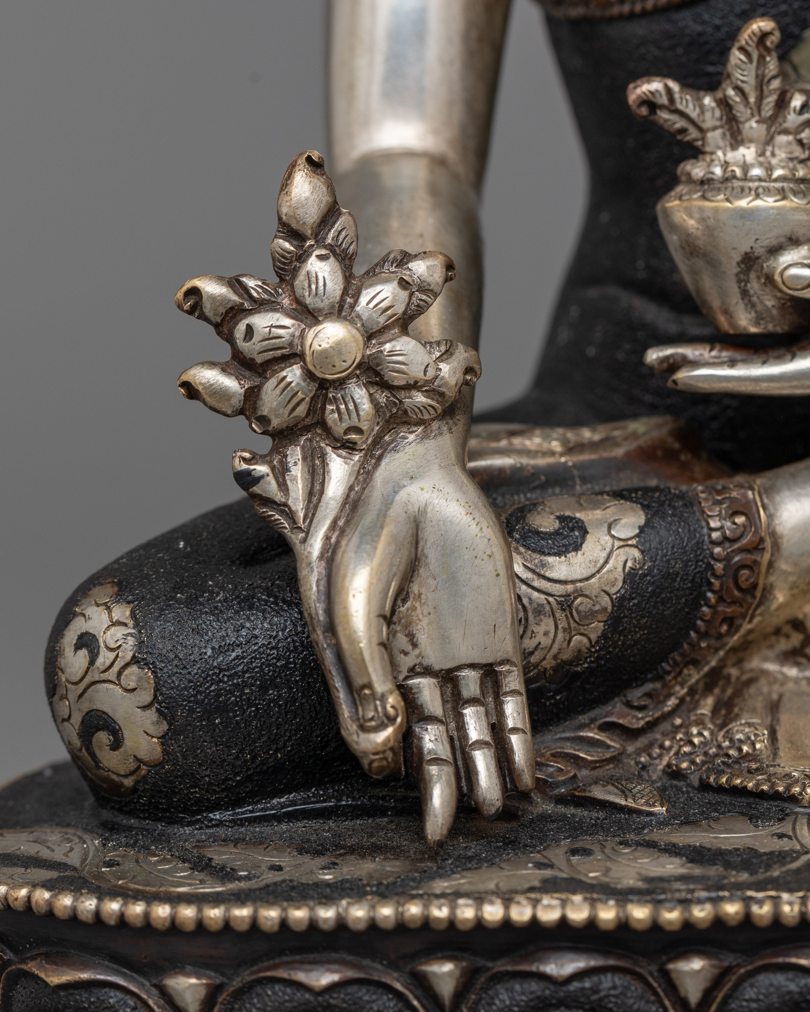 Medicine Buddha Silver Plated Figure | Discover Healing and Enlightenment