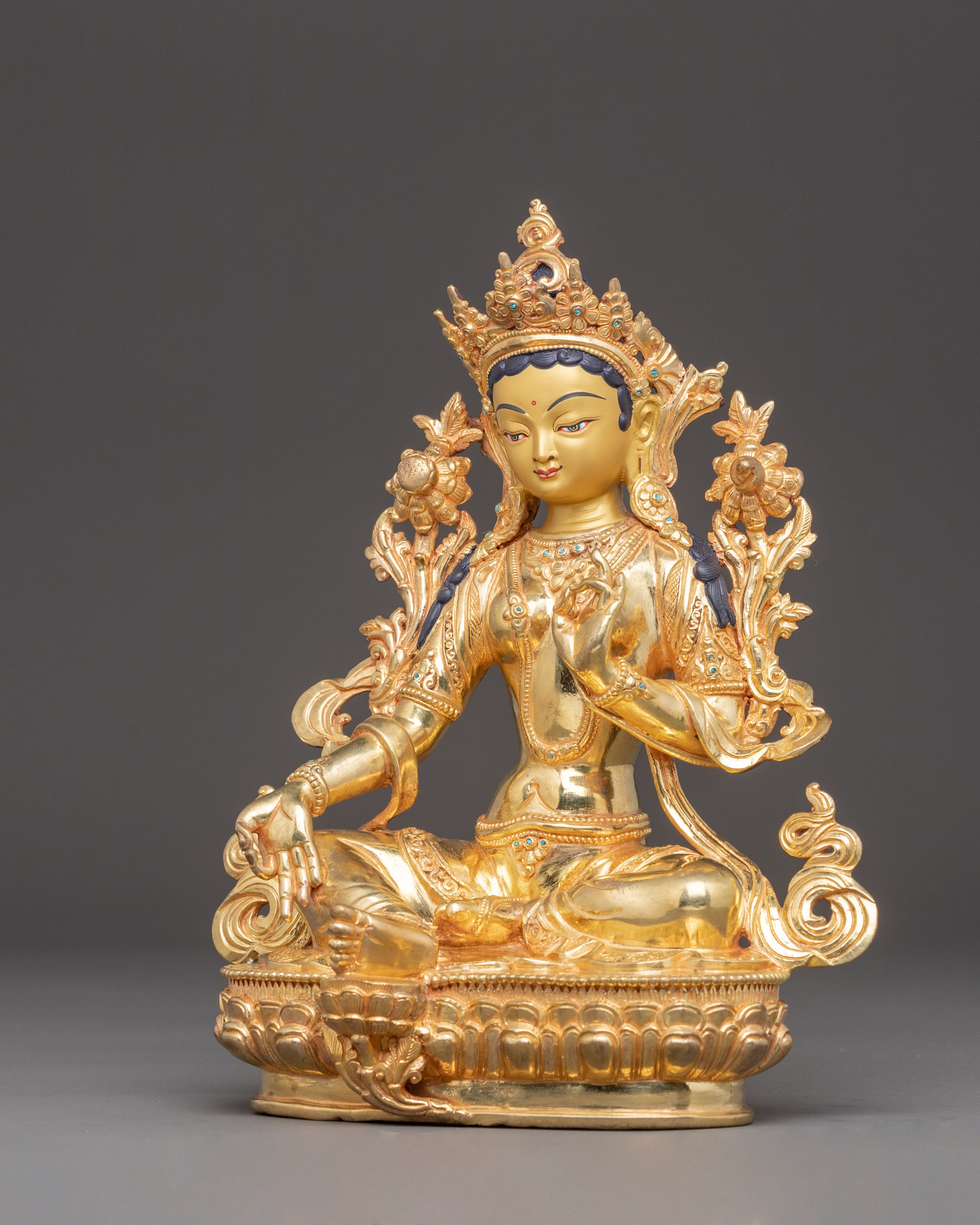 Handcrafted Golden Statue of Goddess Green Tara | Mother of All Buddhas