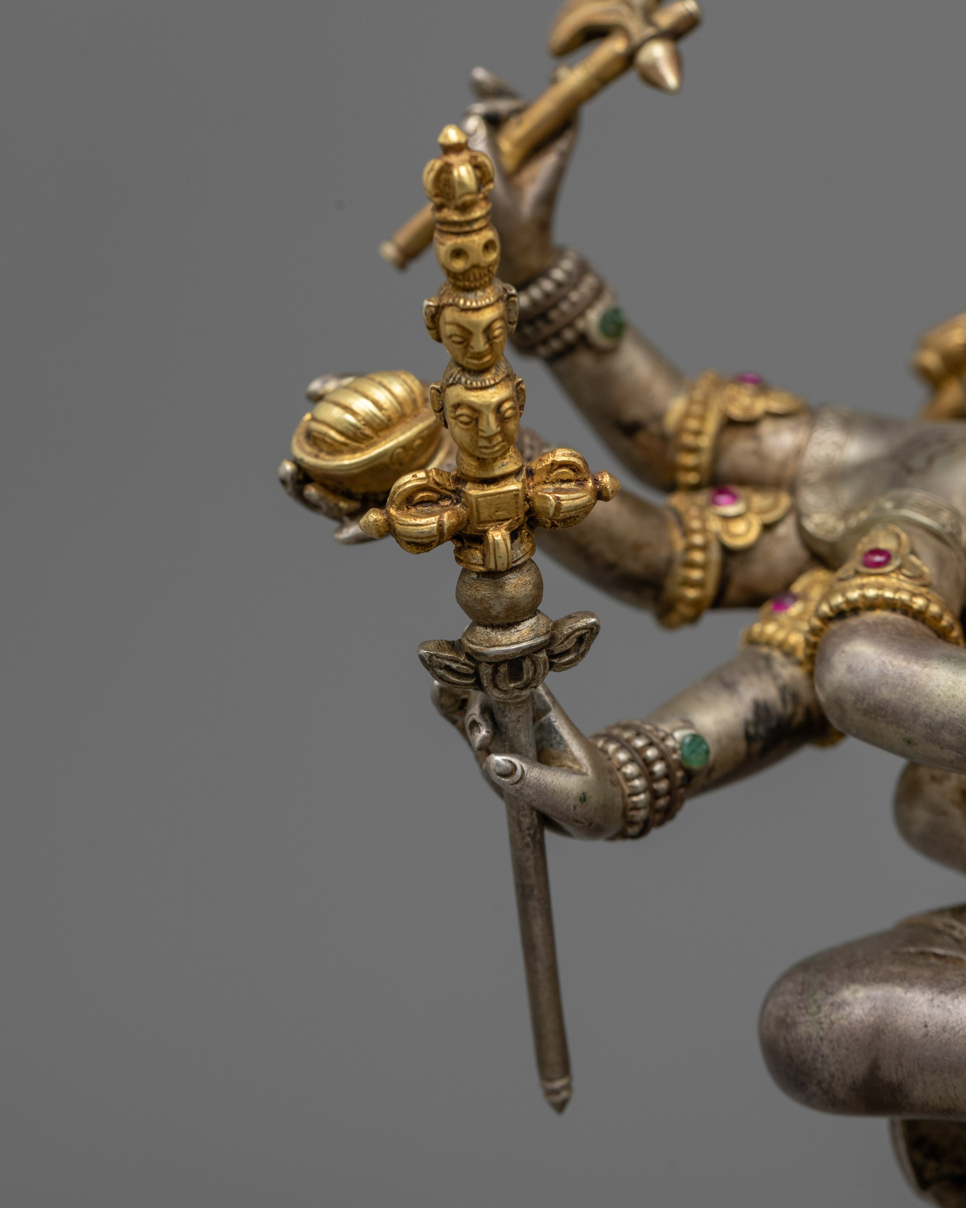 Lokeshwore-Shakti with Consort Statue | Divine Union in Silver