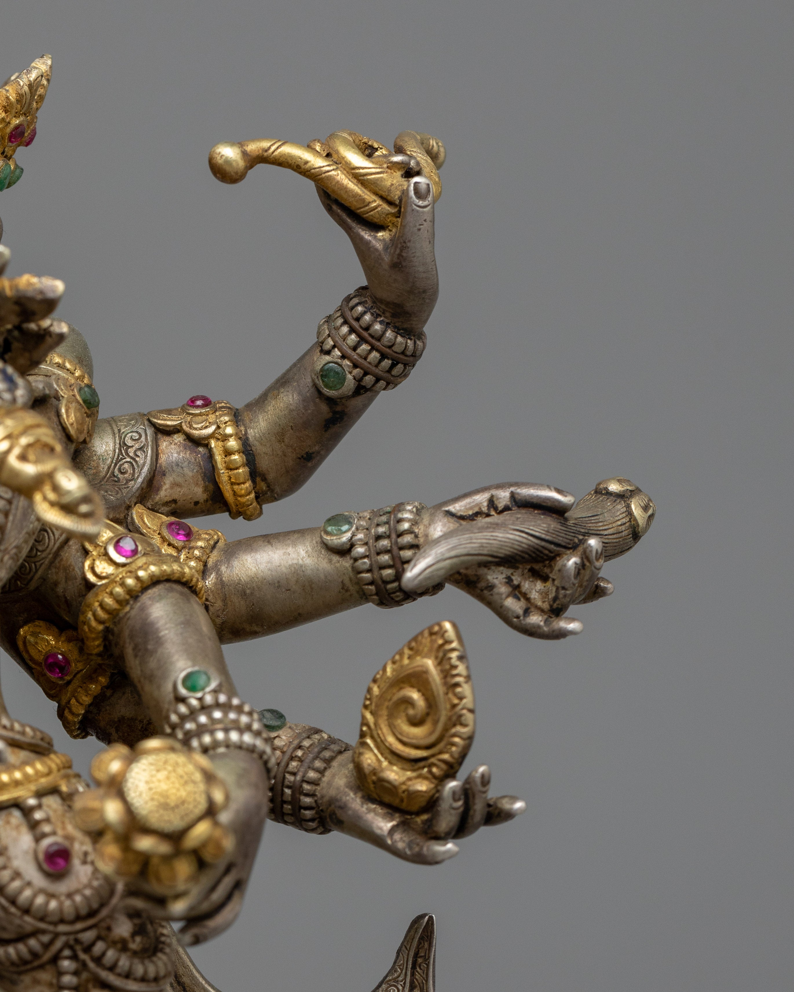 Lokeshwore-Shakti with Consort Statue | Divine Union in Silver