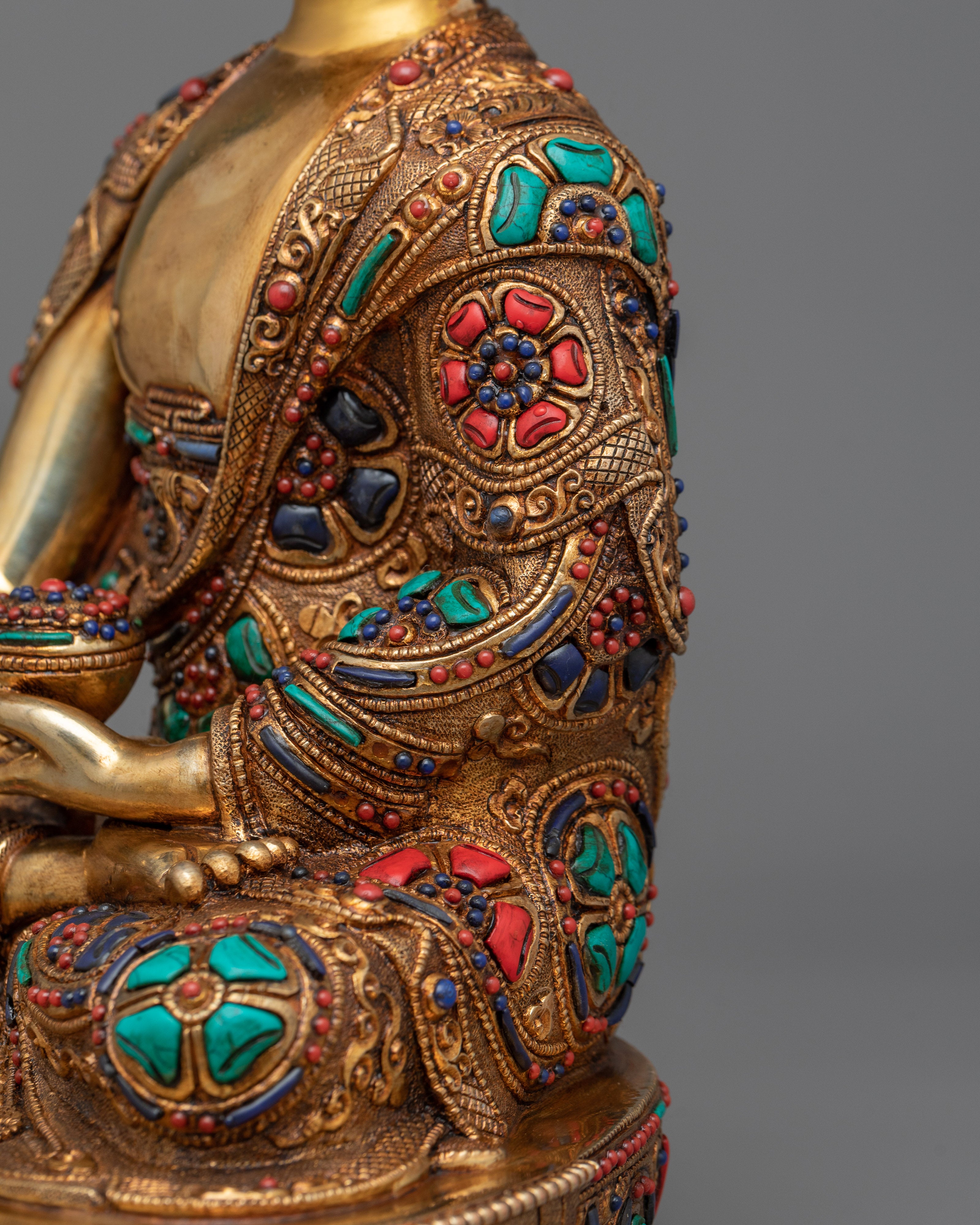 Handmade Shakyamuni Buddha Statue | 24K Gold Gilded Icon of Enlightenment