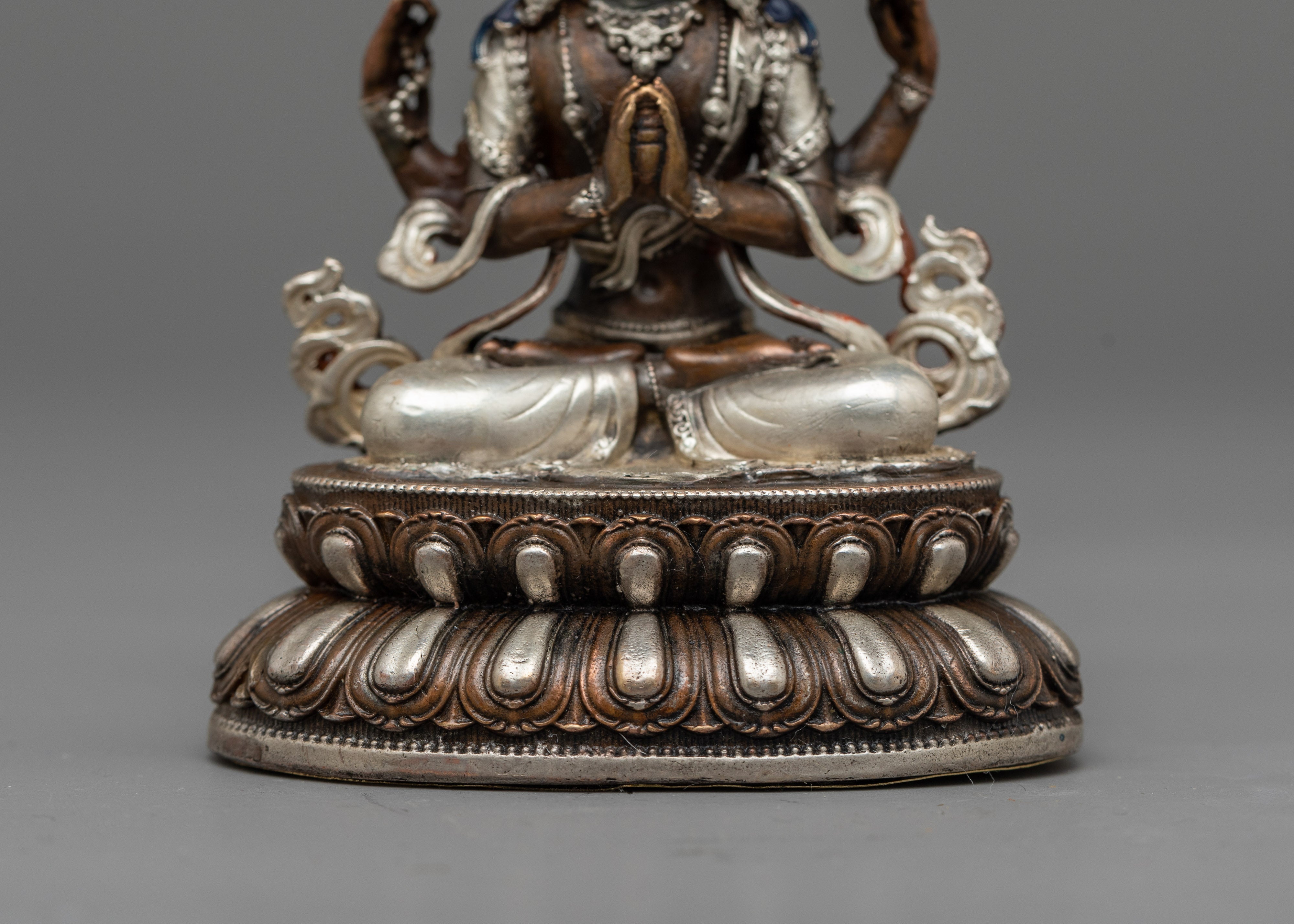 Small Chenrezig Statue | Silver-Plated Embodiment of Compassion