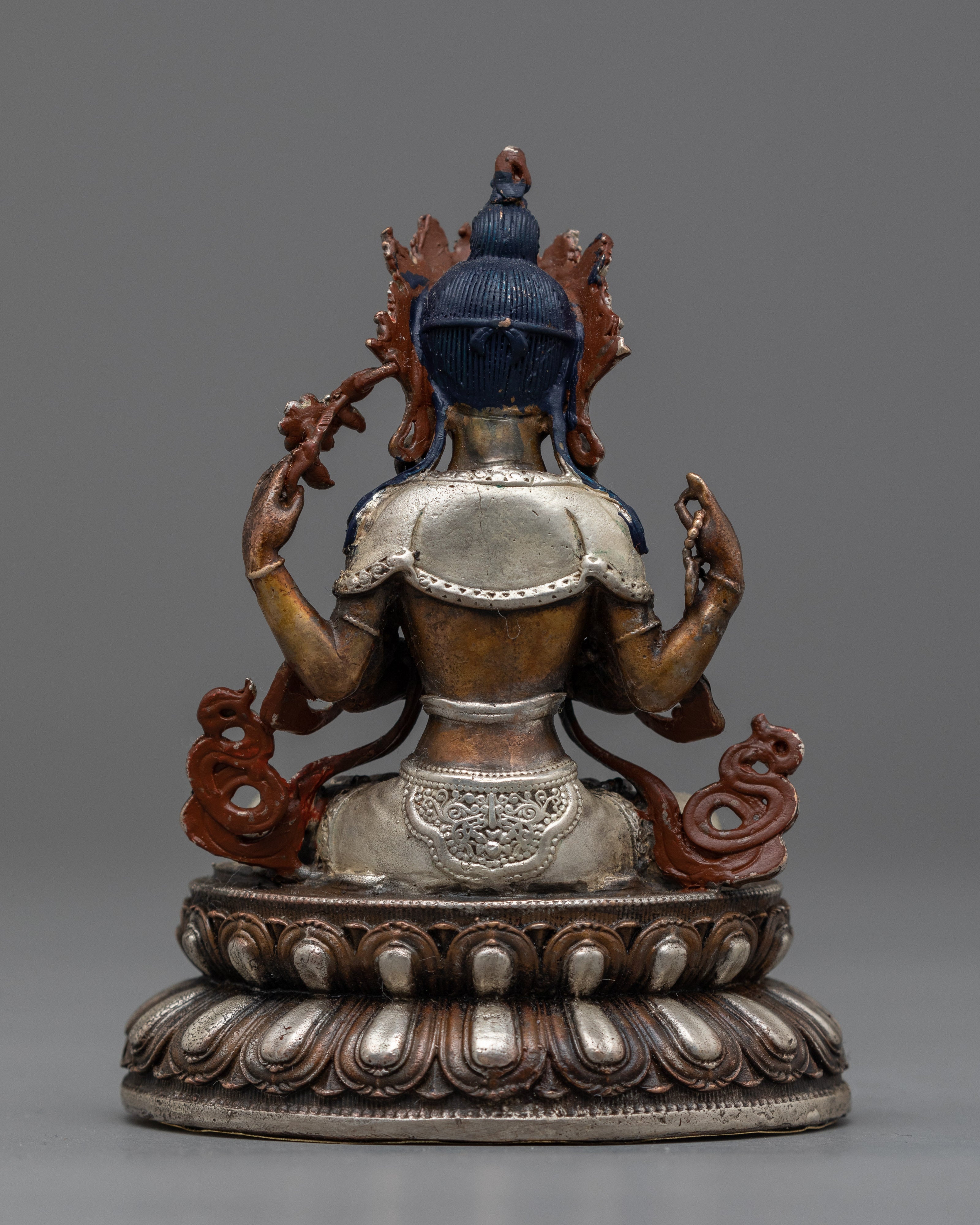 Small Chenrezig Statue | Silver-Plated Embodiment of Compassion