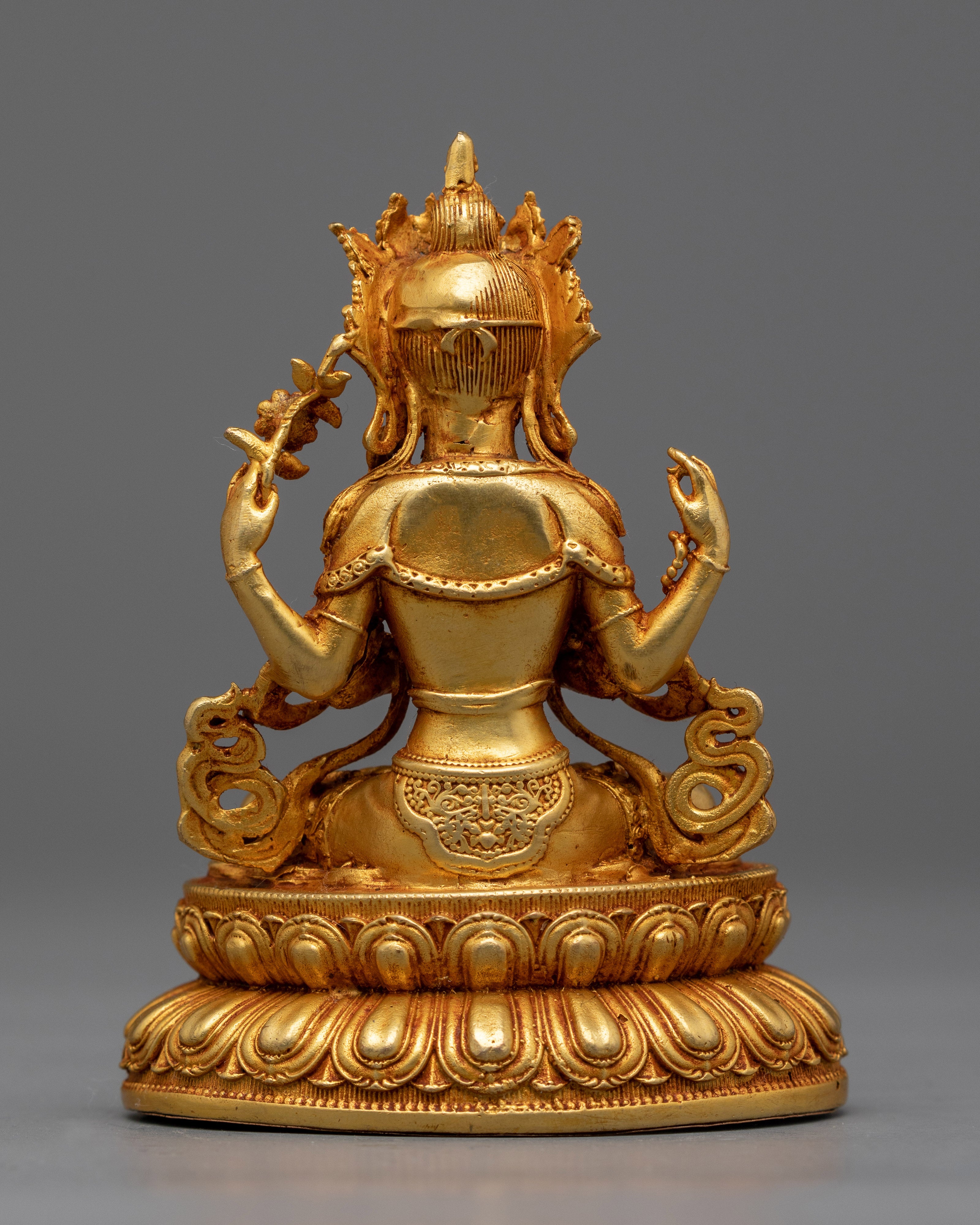 Machine-Made Chenrezig Statue | 24K Gold Gilded Compassion