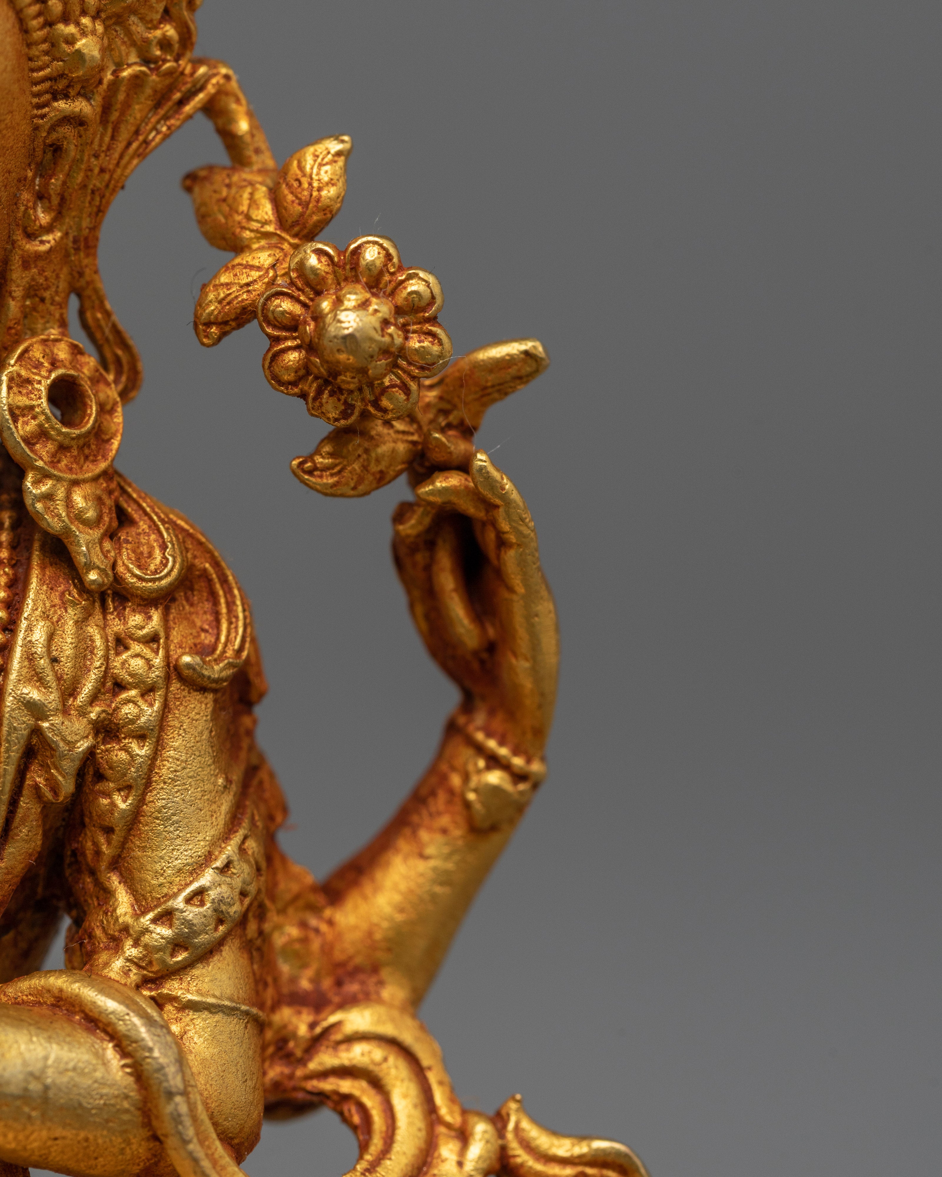Machine-Made Chenrezig Statue | 24K Gold Gilded Compassion