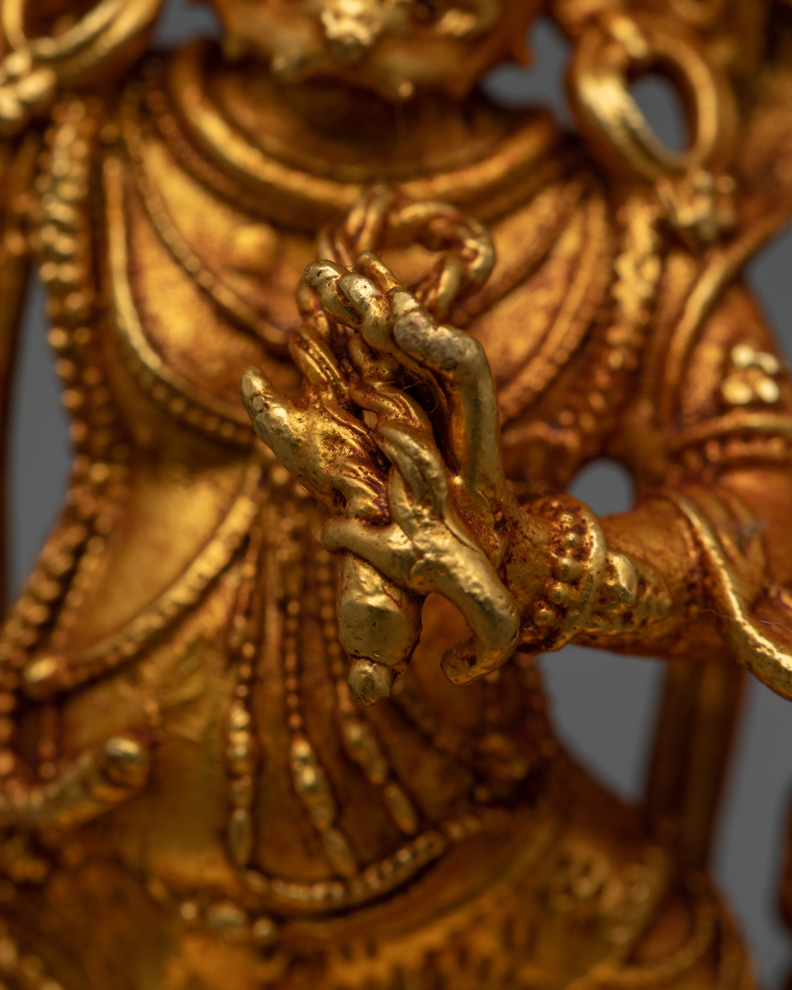 Machine-Made Vajrapani Statue | Gold Gilded Protector Deity