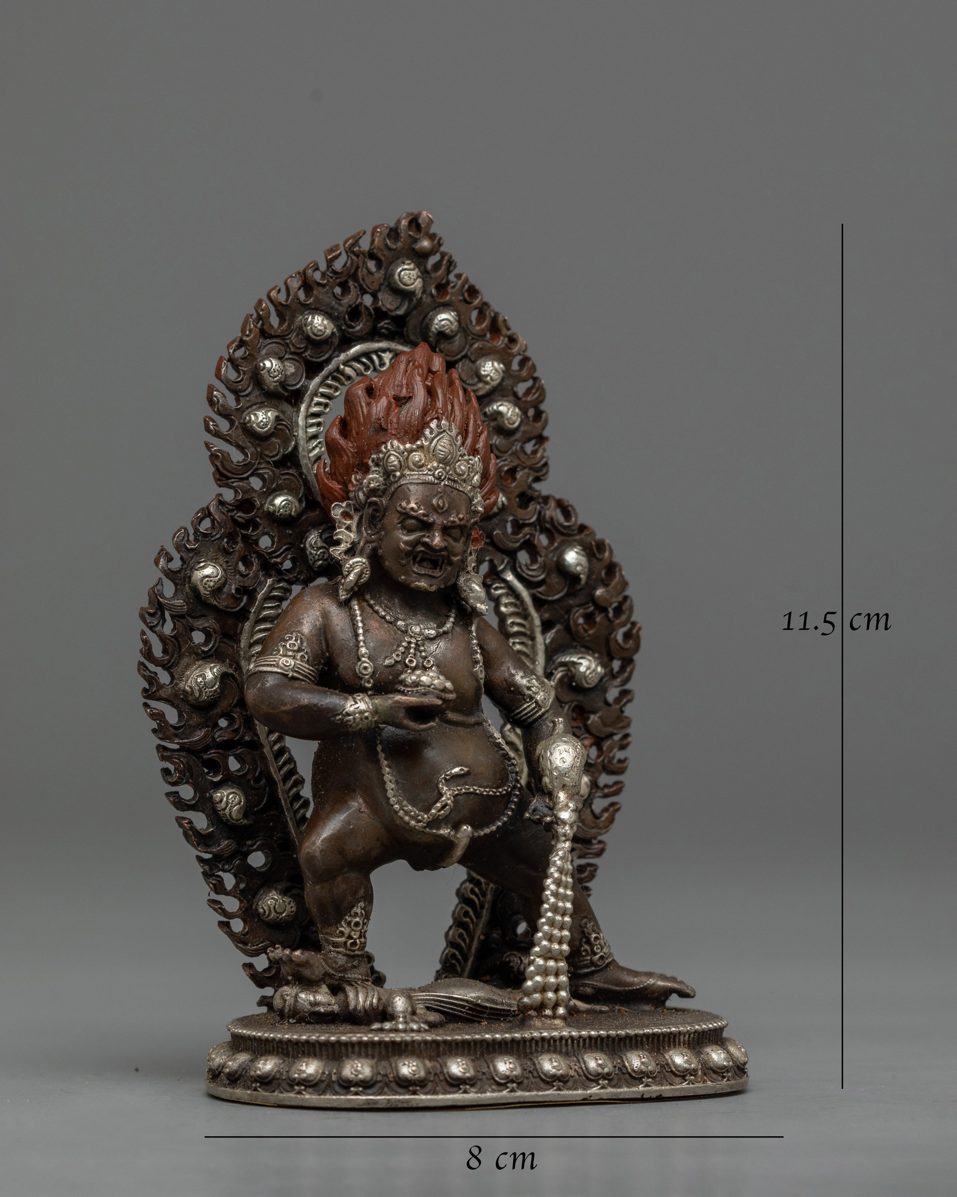 Machine-Made Black Dzambhala Statue | Silver-Plated Oxidized Copper