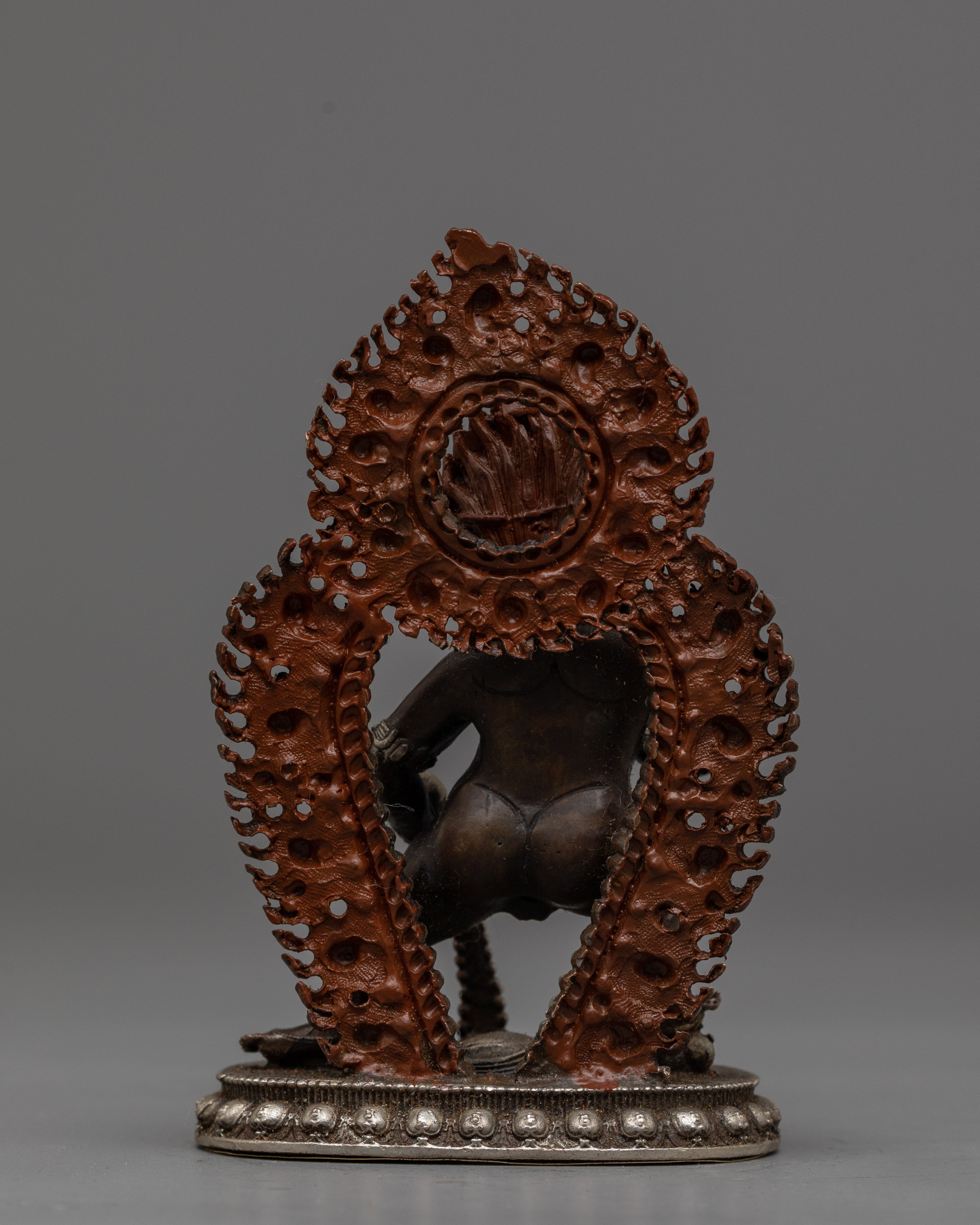 Machine-Made Black Dzambhala Statue | Silver-Plated Oxidized Copper