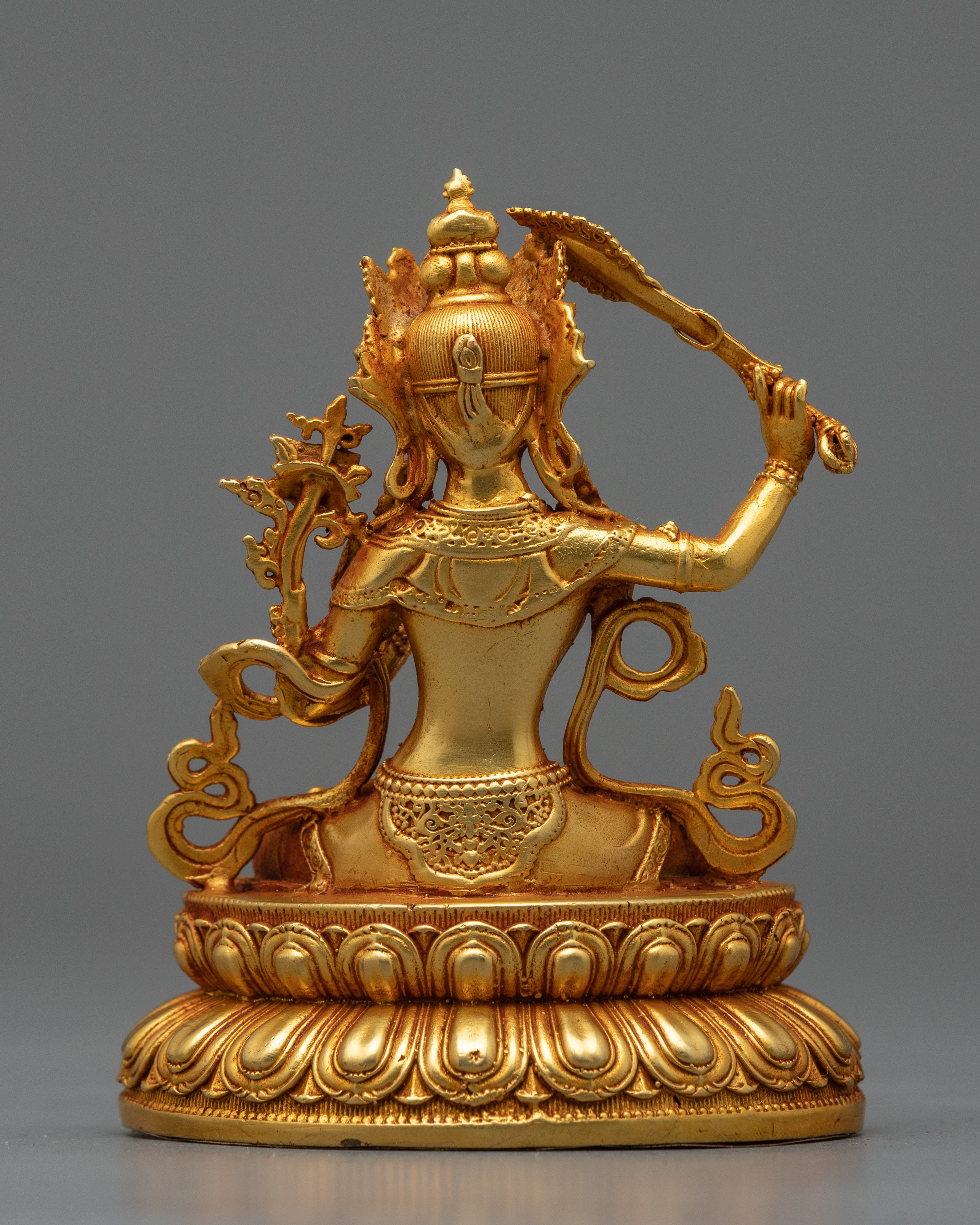 Machine-Made Manjushri Statue | Gold Electroplated Symbol of Divine Wisdom