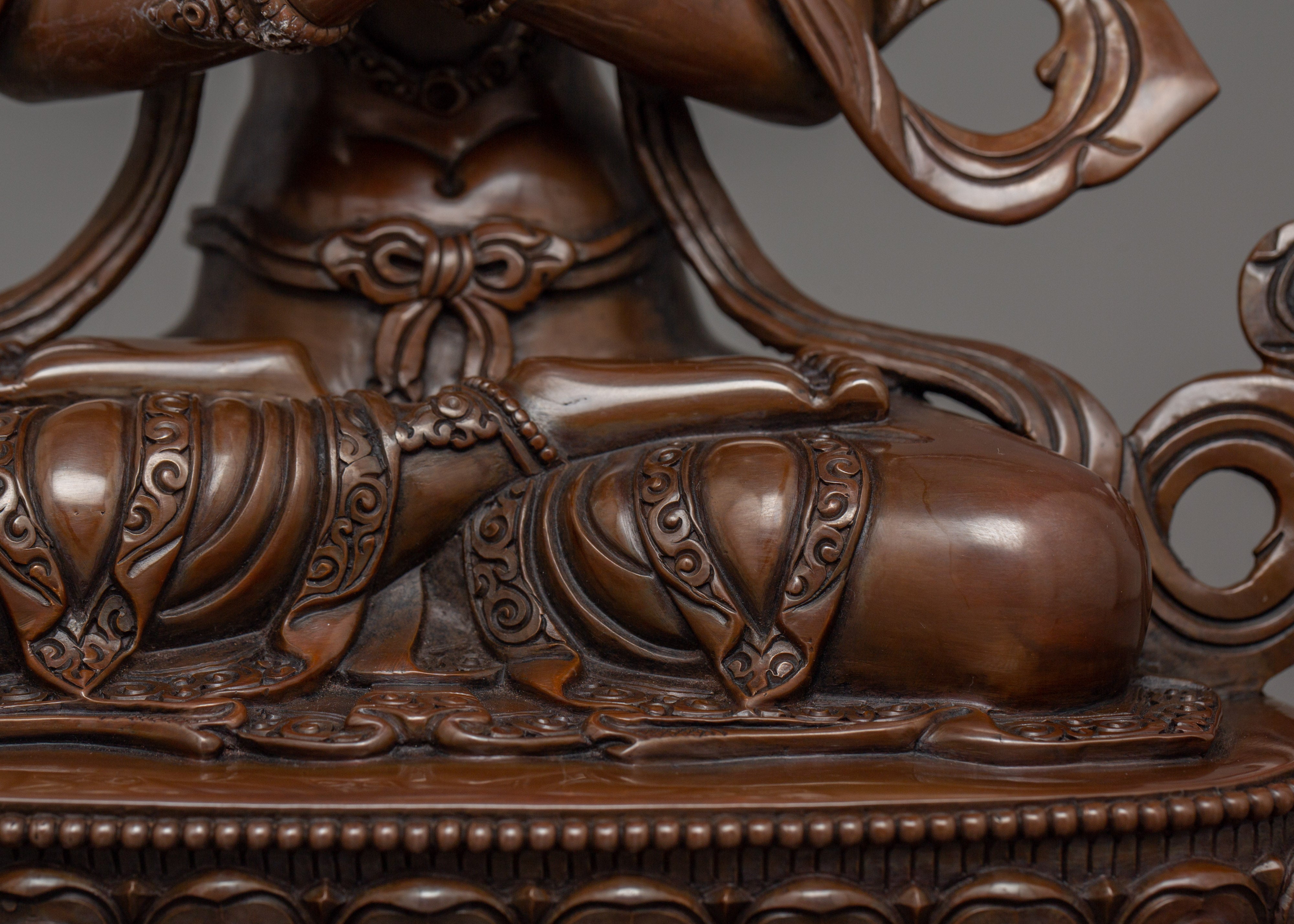 Buddhist Hand-carved Vajradhara Statue | Oxidized Copper Buddhist Deity