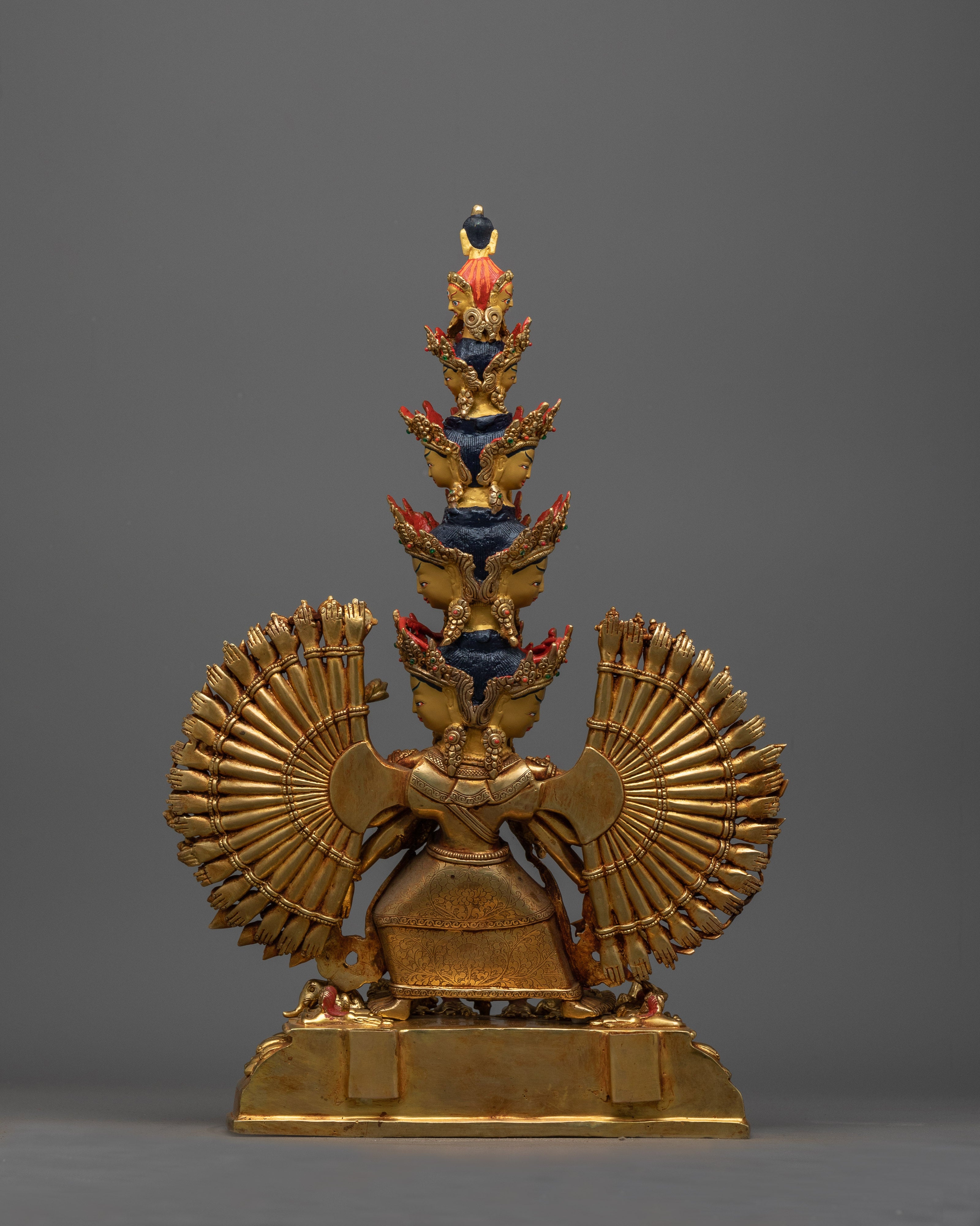 1000-Armed Dukar Statue | 24K Gold Gilded Protector of Purity