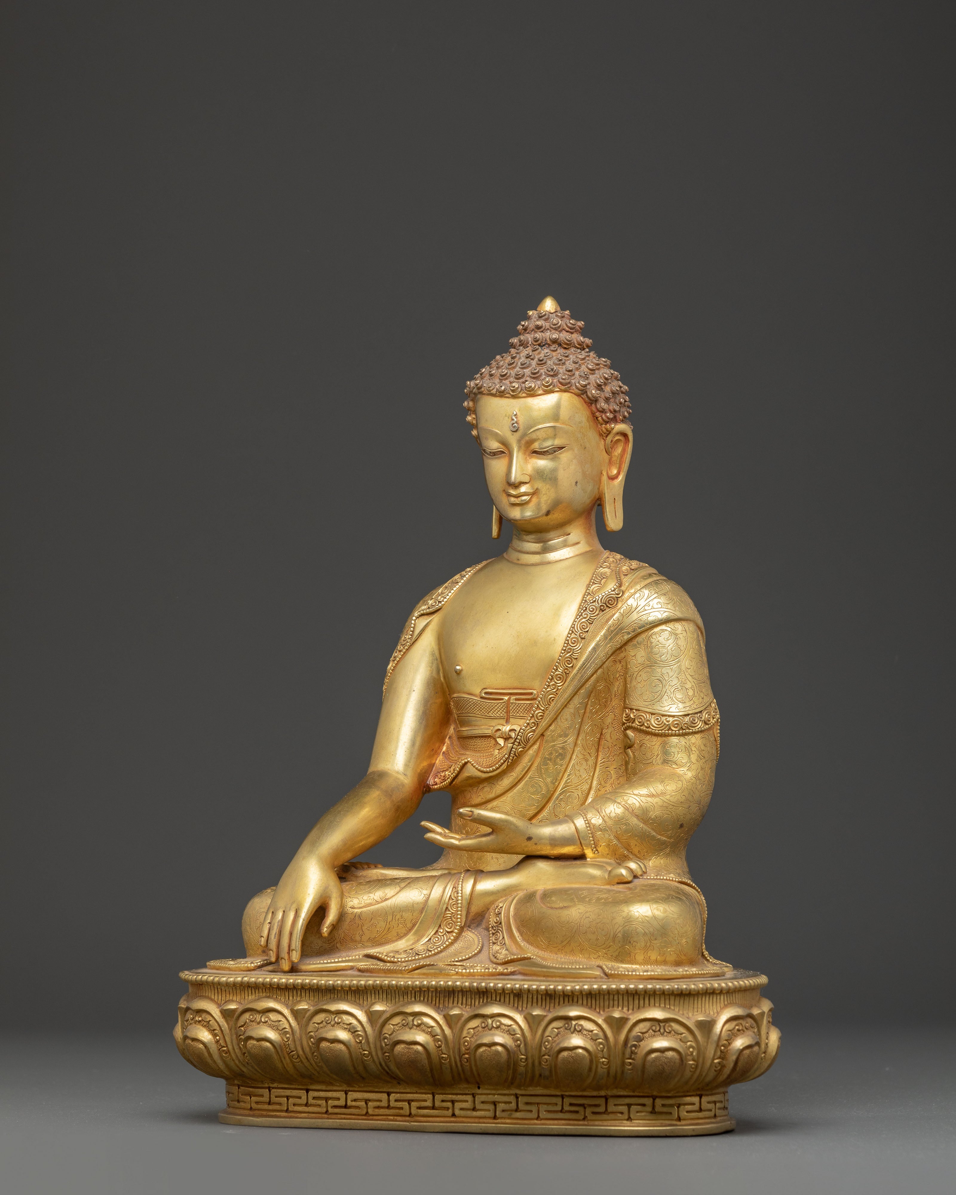 Handmade Tibetan Golden Shakyamuni Buddha Copper Art