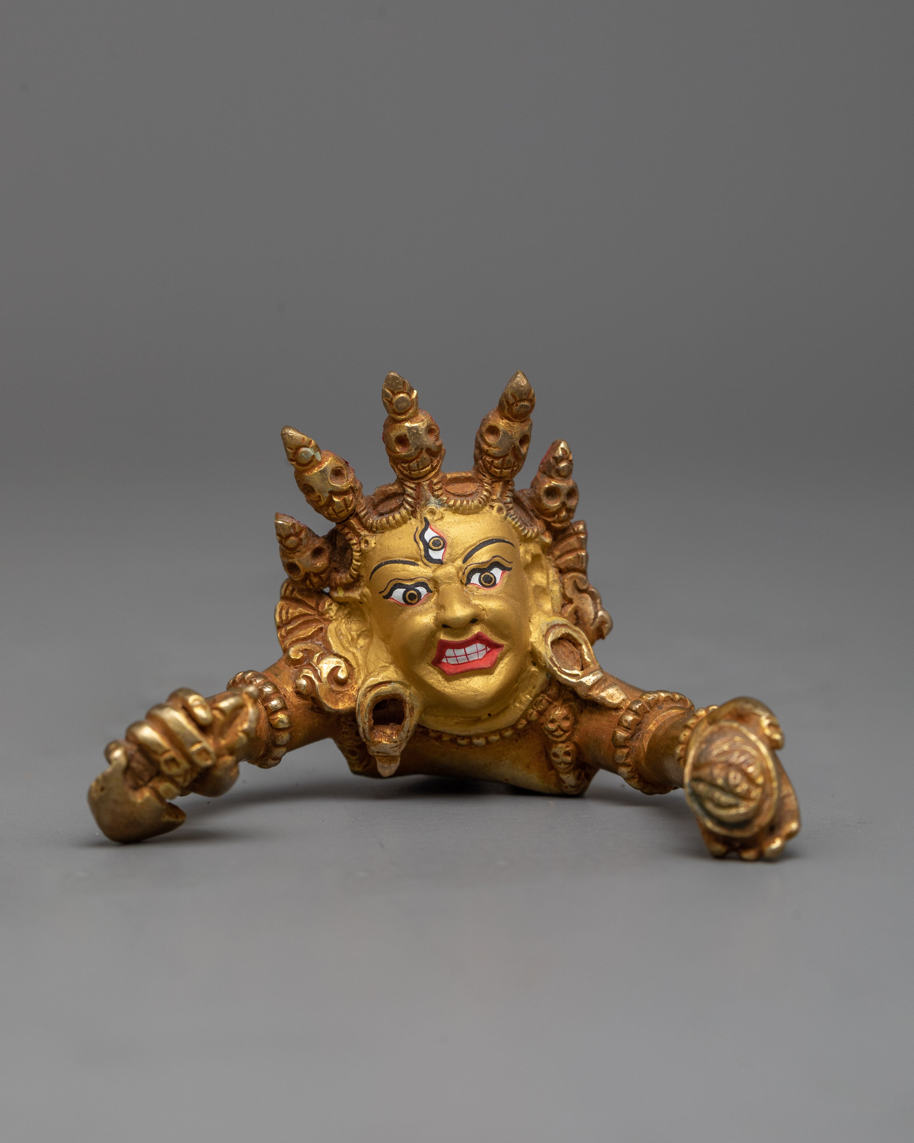 Intricate Yamantaka with Consort Figurine | Gold Gilded Copper Art from Nepal
