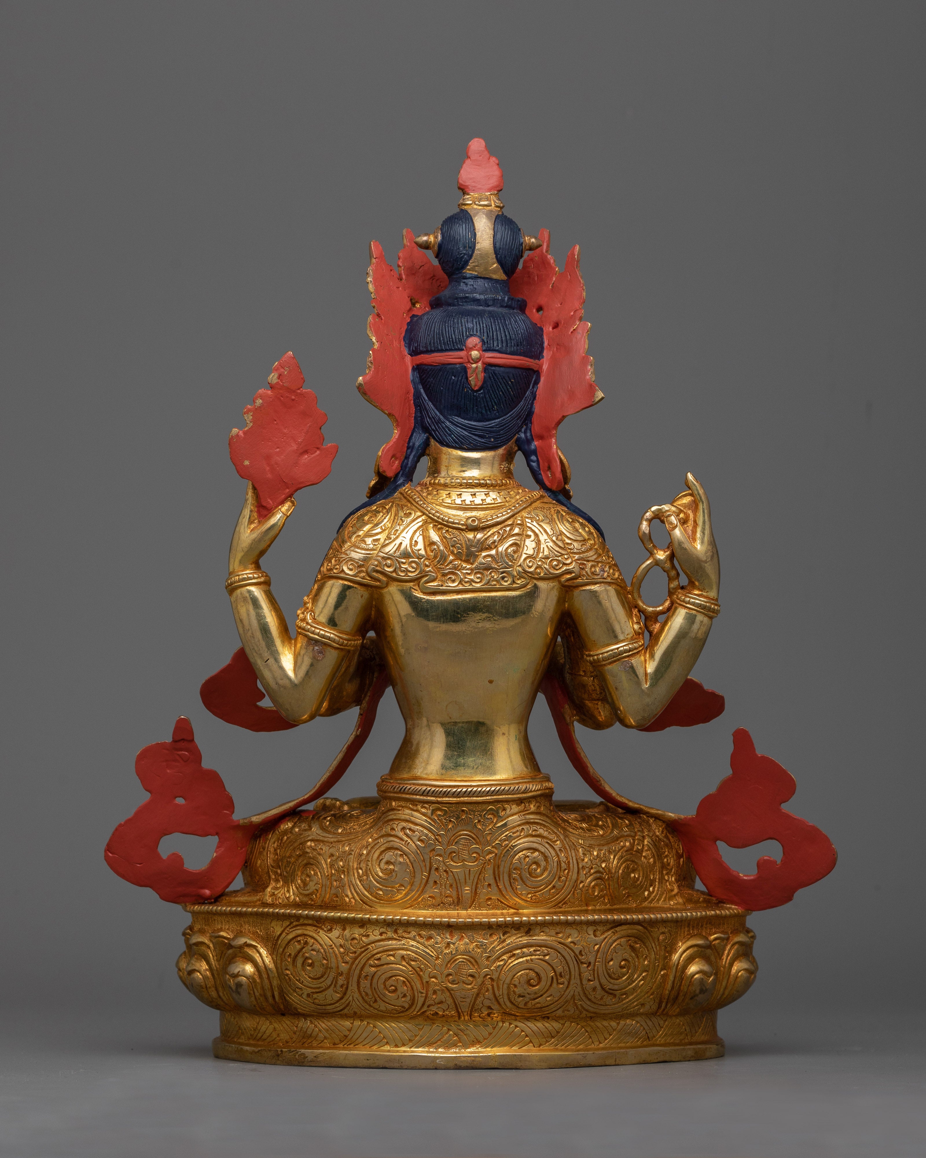 Four Arm Chenrezig Gold Statue | Bodhisattva, embodying the compassion of all Buddhas