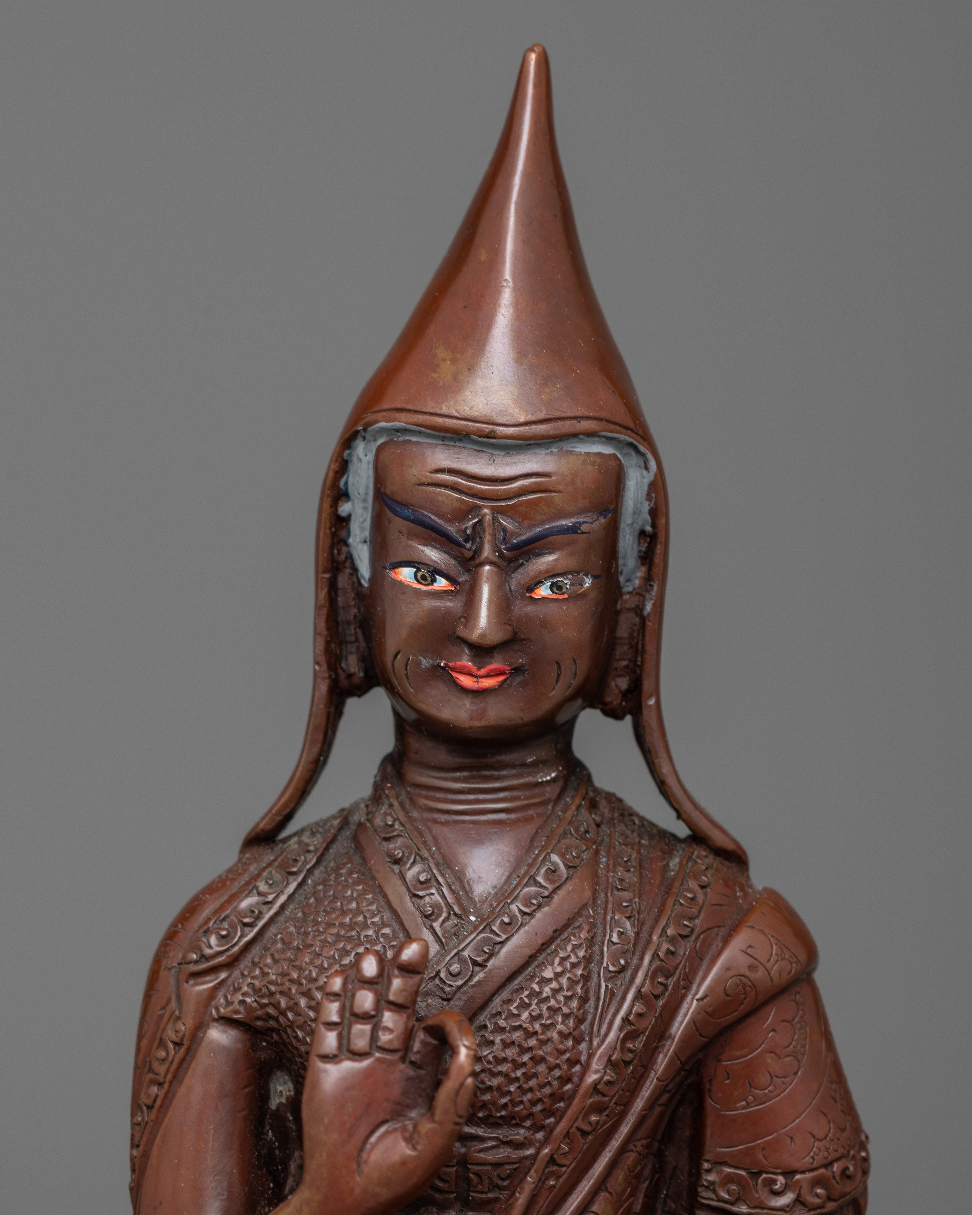Copper Tsongkhapa With Disciples Statue | Handmade Statues of Buddhist Masters