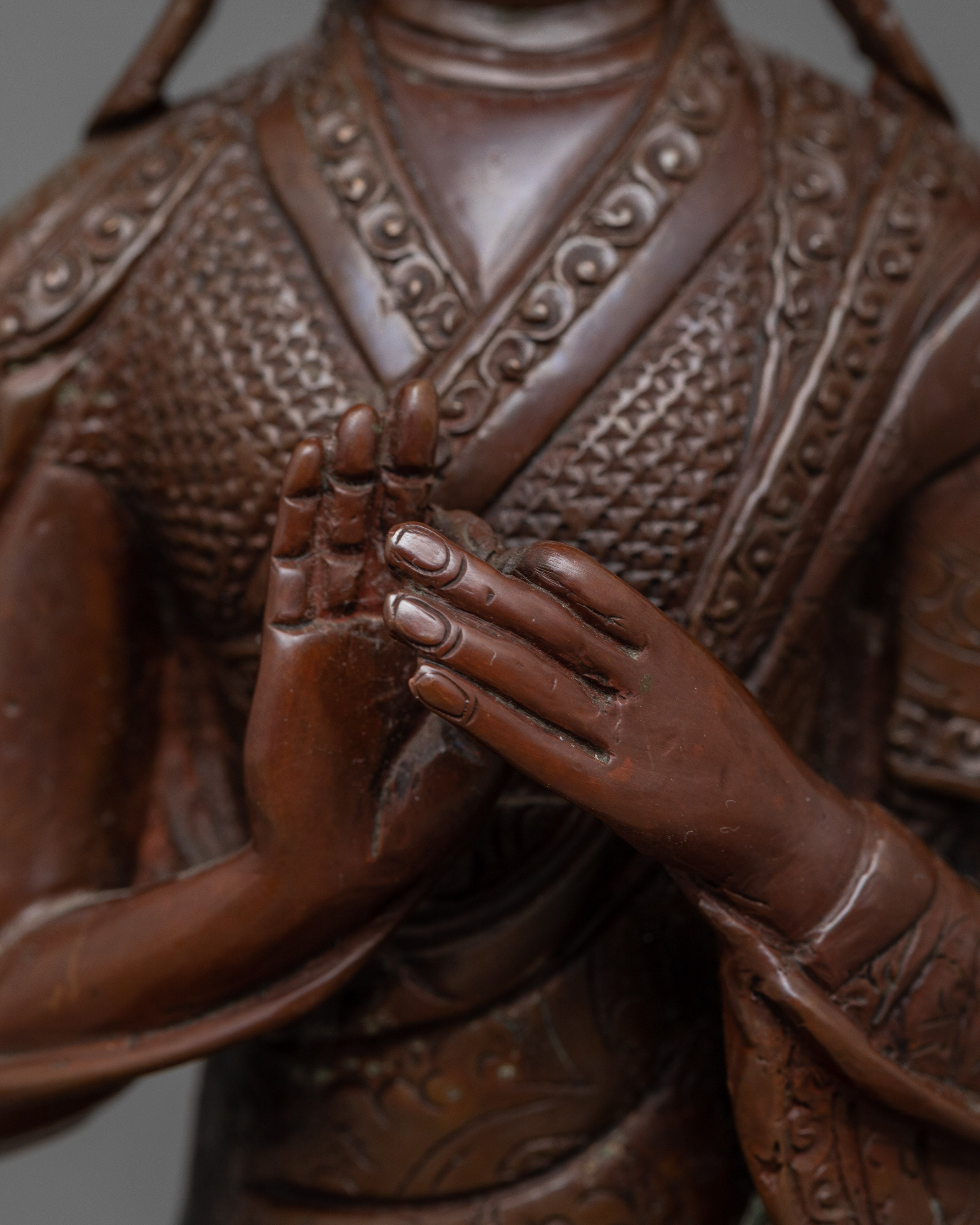 Copper Tsongkhapa With Disciples Statue | Handmade Statues of Buddhist Masters
