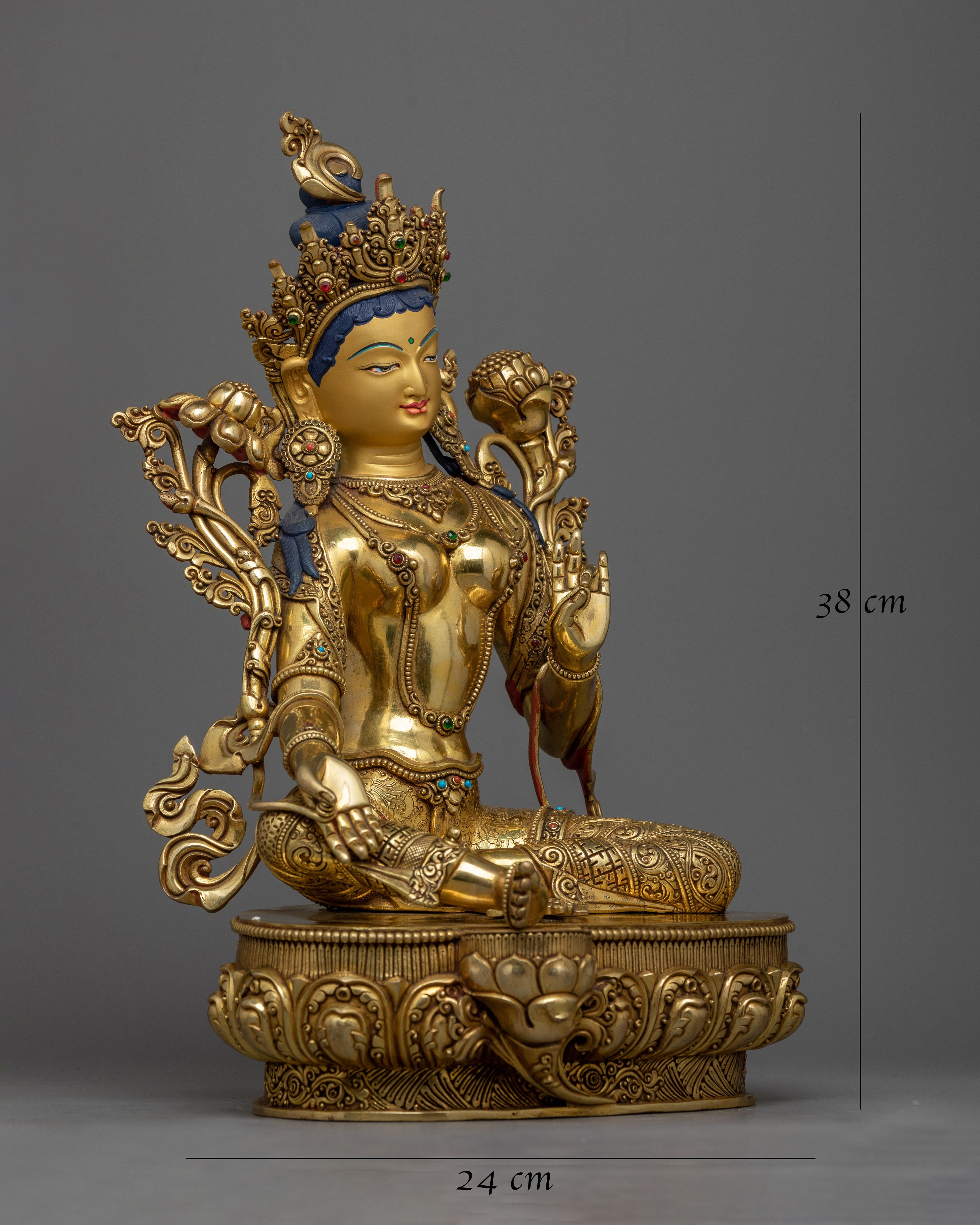 Green Tara Buddhist Goddess Statue | Handmade Premium Quality Figure of Female Buddha