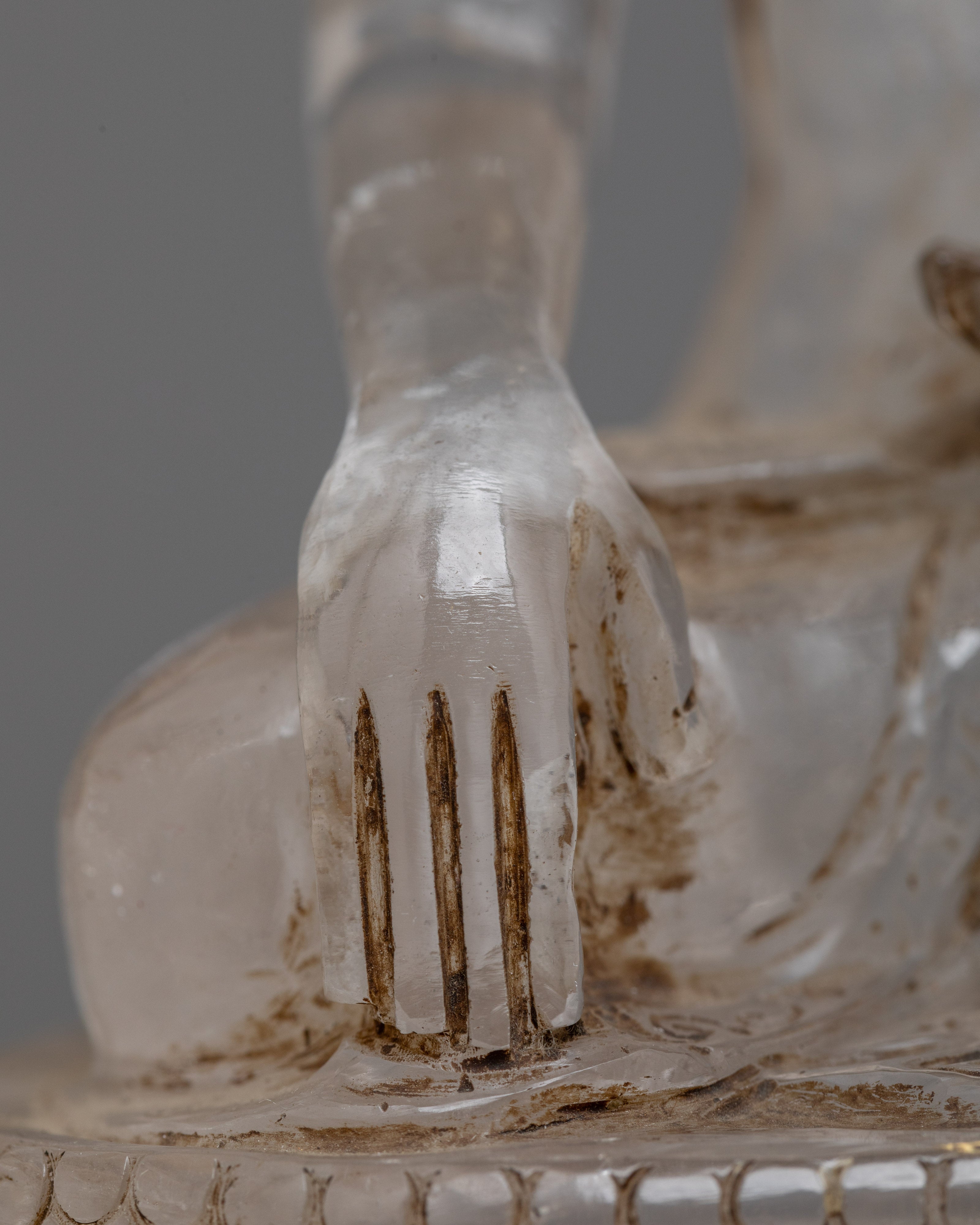 Resplendent Three Buddha Crystal Sculpture Triad Set | Himalayan Artifact