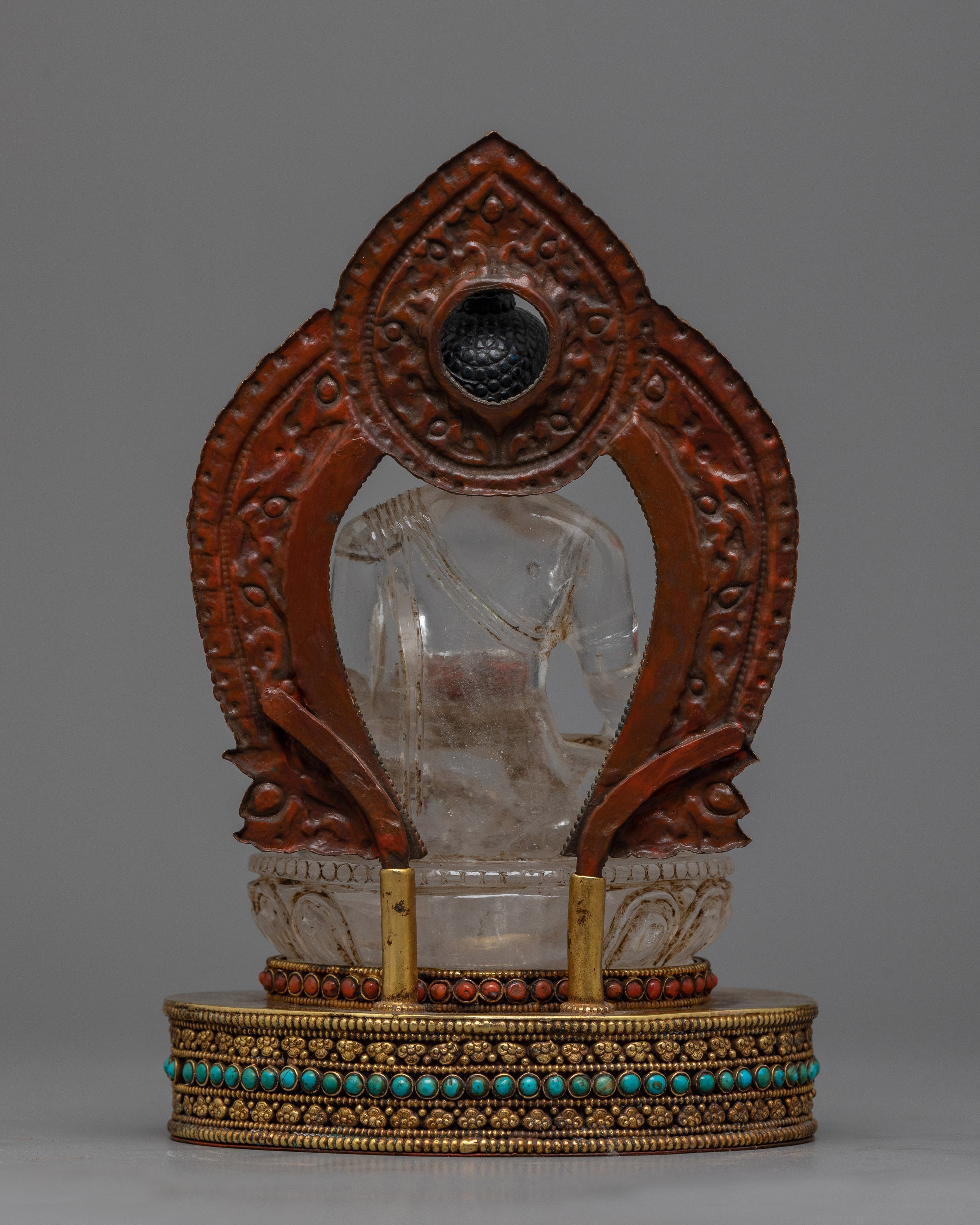 Resplendent Three Buddha Crystal Sculpture Triad Set | Himalayan Artifact