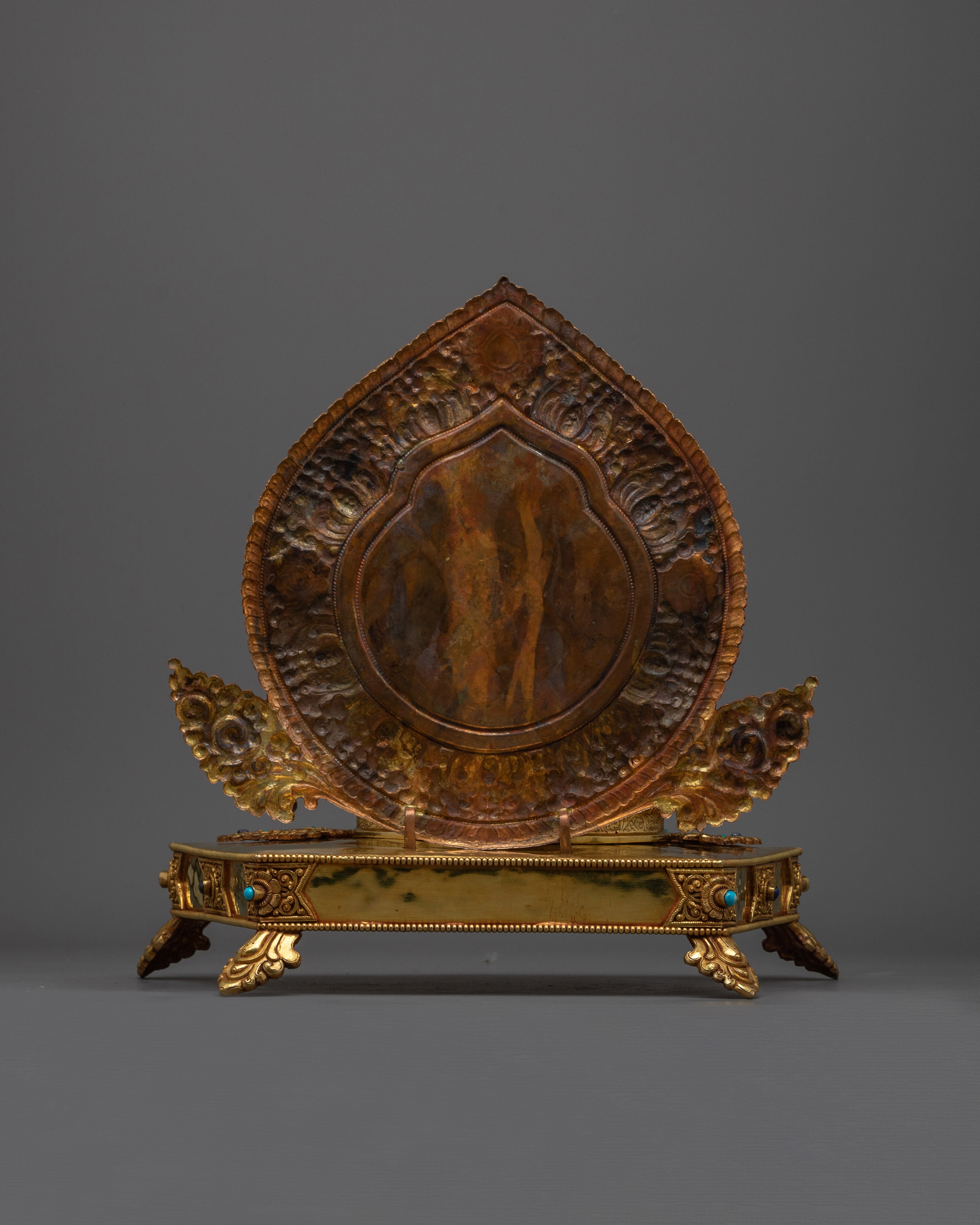 Shakyamuni Buddha Sculpture on an Ornate Throne | Majestic Triple-Layered 24K Gold-Gilded