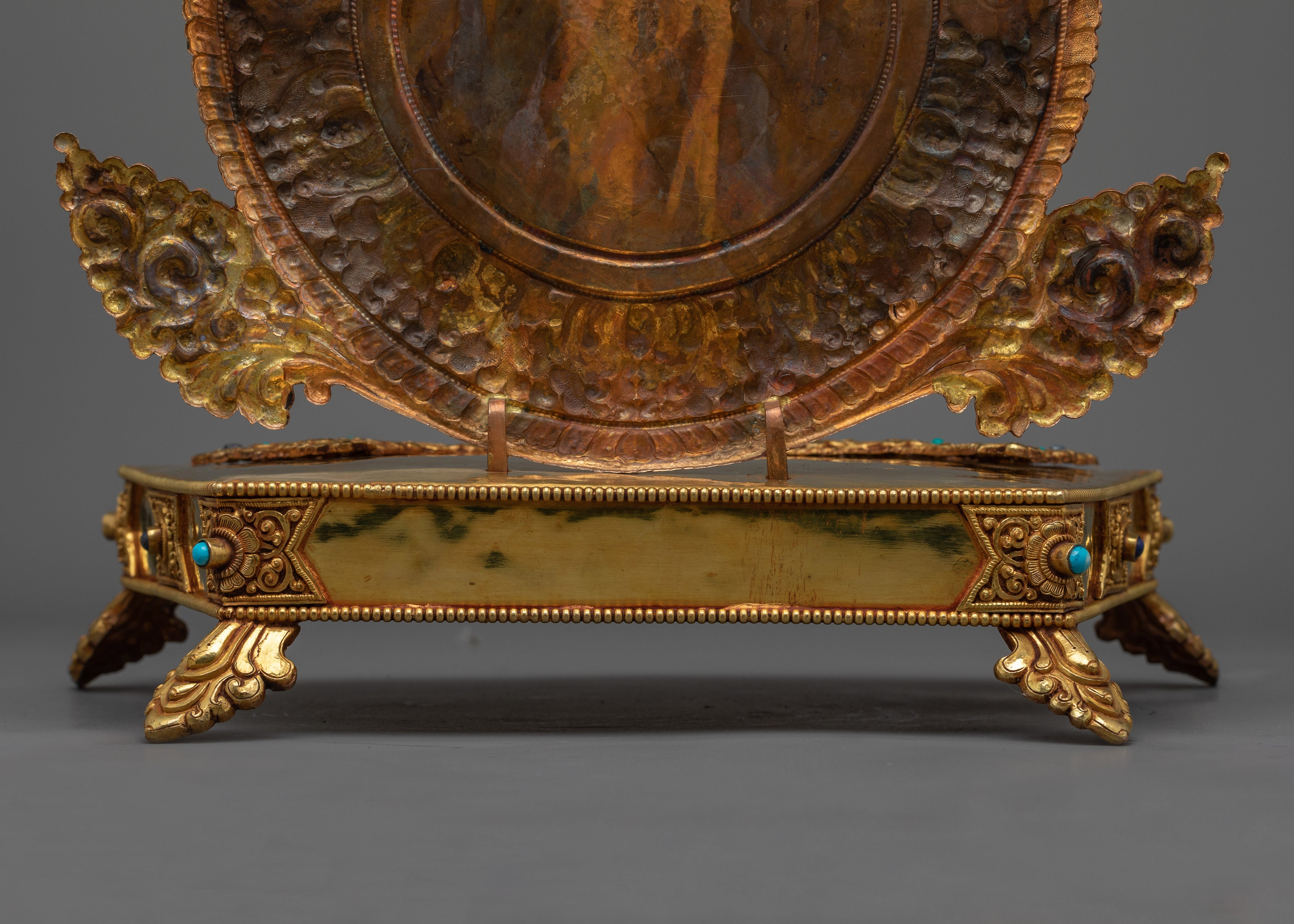 Shakyamuni Buddha Sculpture on an Ornate Throne | Majestic Triple-Layered 24K Gold-Gilded