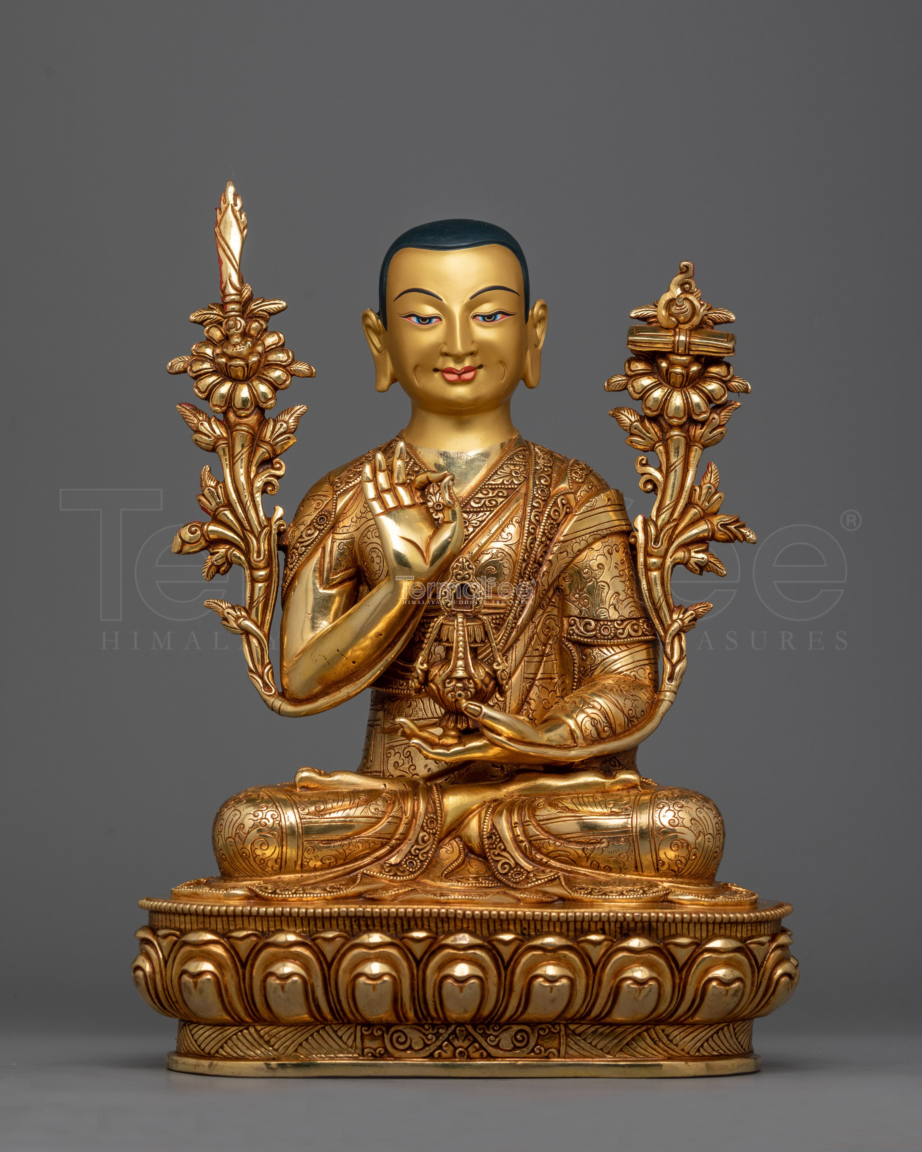 Majestic 24K Gold-Gilded Tsongkhapa Sculpture | Handcrafted in Nepal