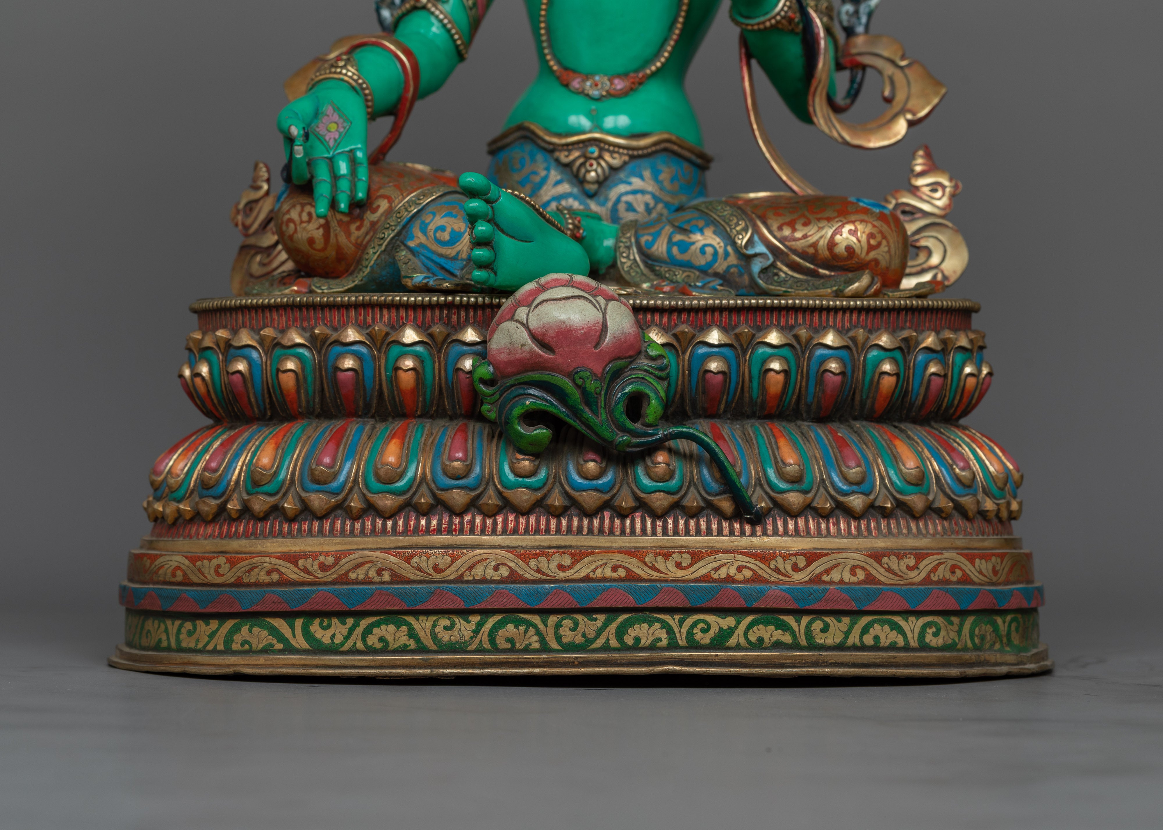 Green Tara Beautiful Sculpture | Stunning 24K Gold Gilded Statue