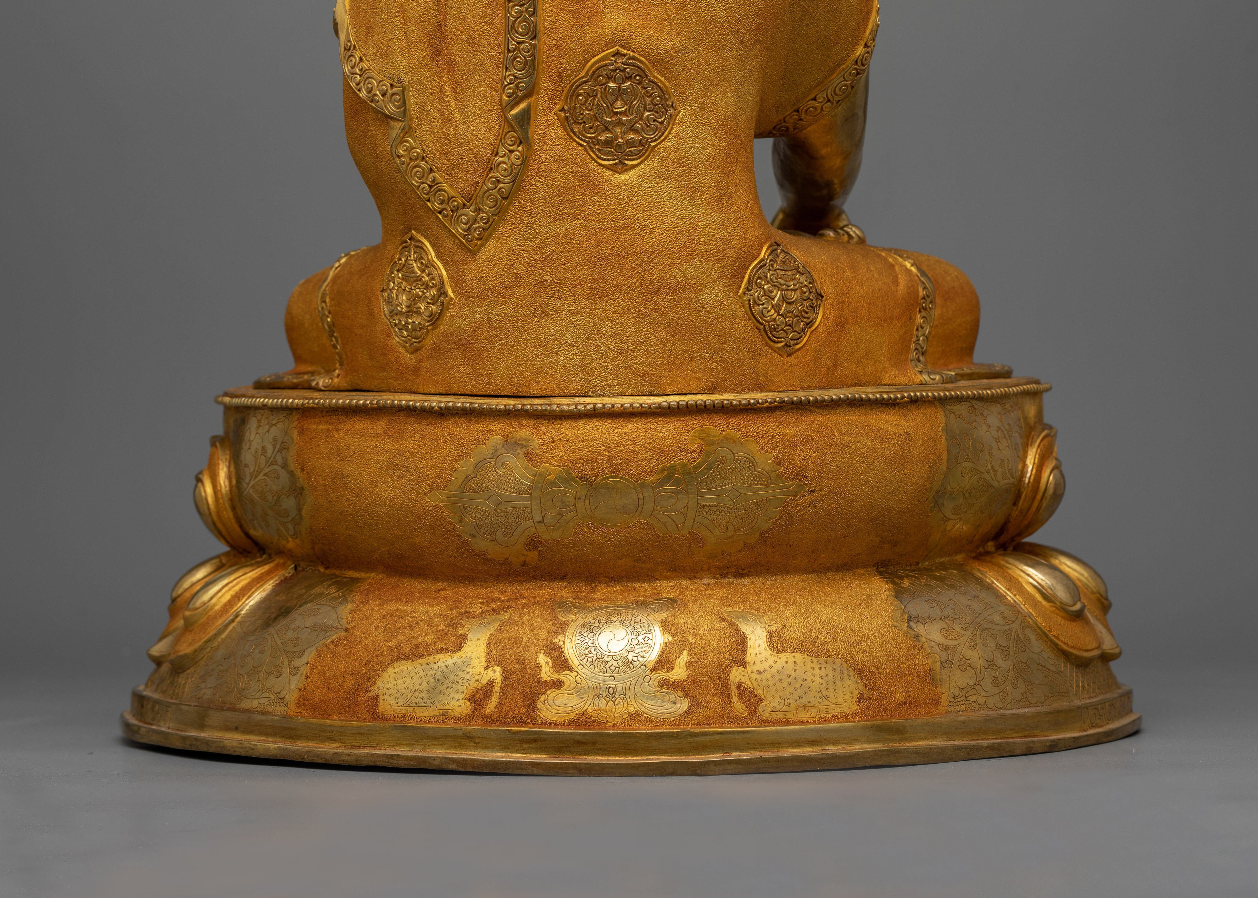 19 Inch Shakyamuni Buddha Statue | Handmade Gold Sculpture of Enlightened Buddha
