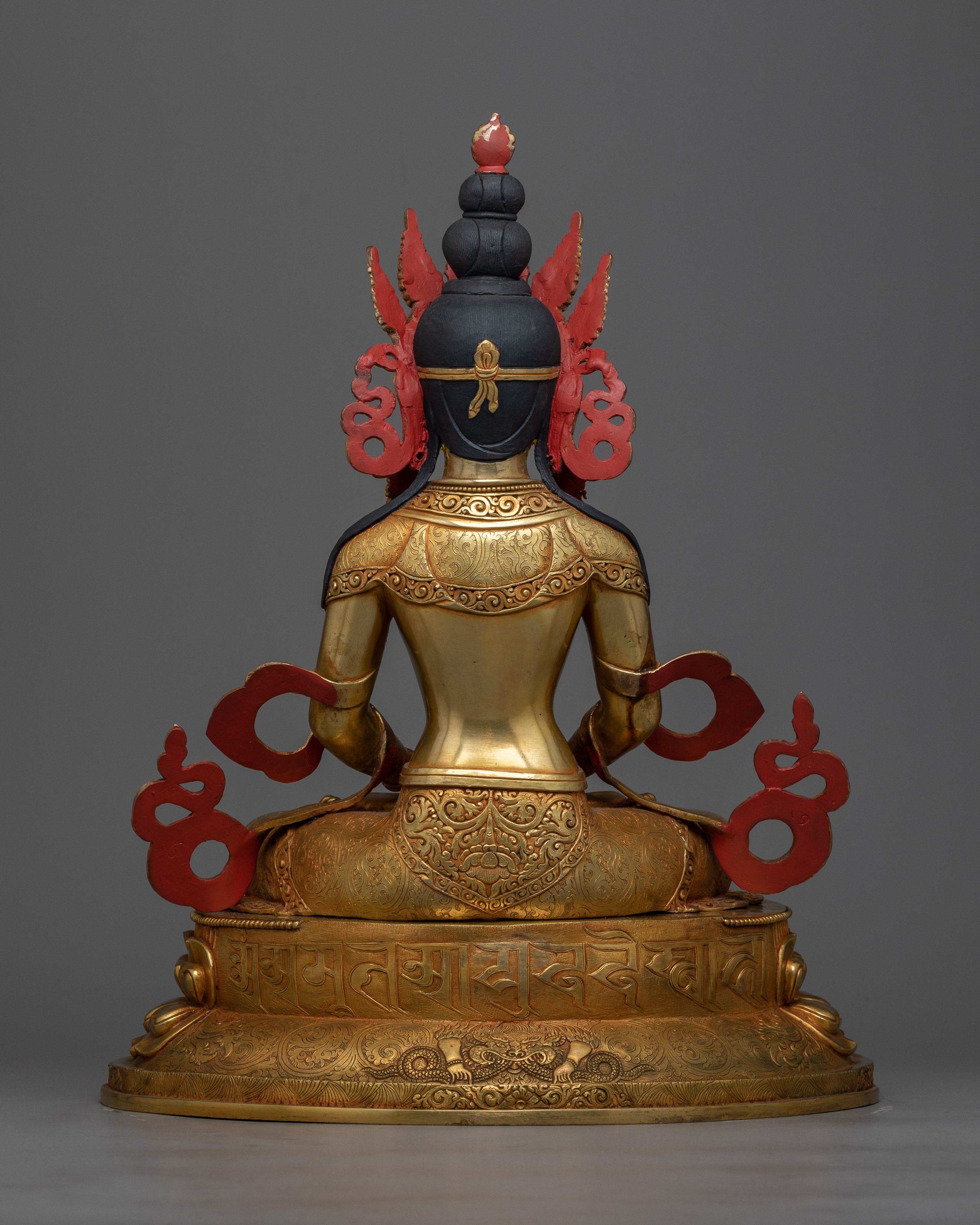 Gold-Gilded Amitayus Statue | Symbol of Eternal Life and Healing