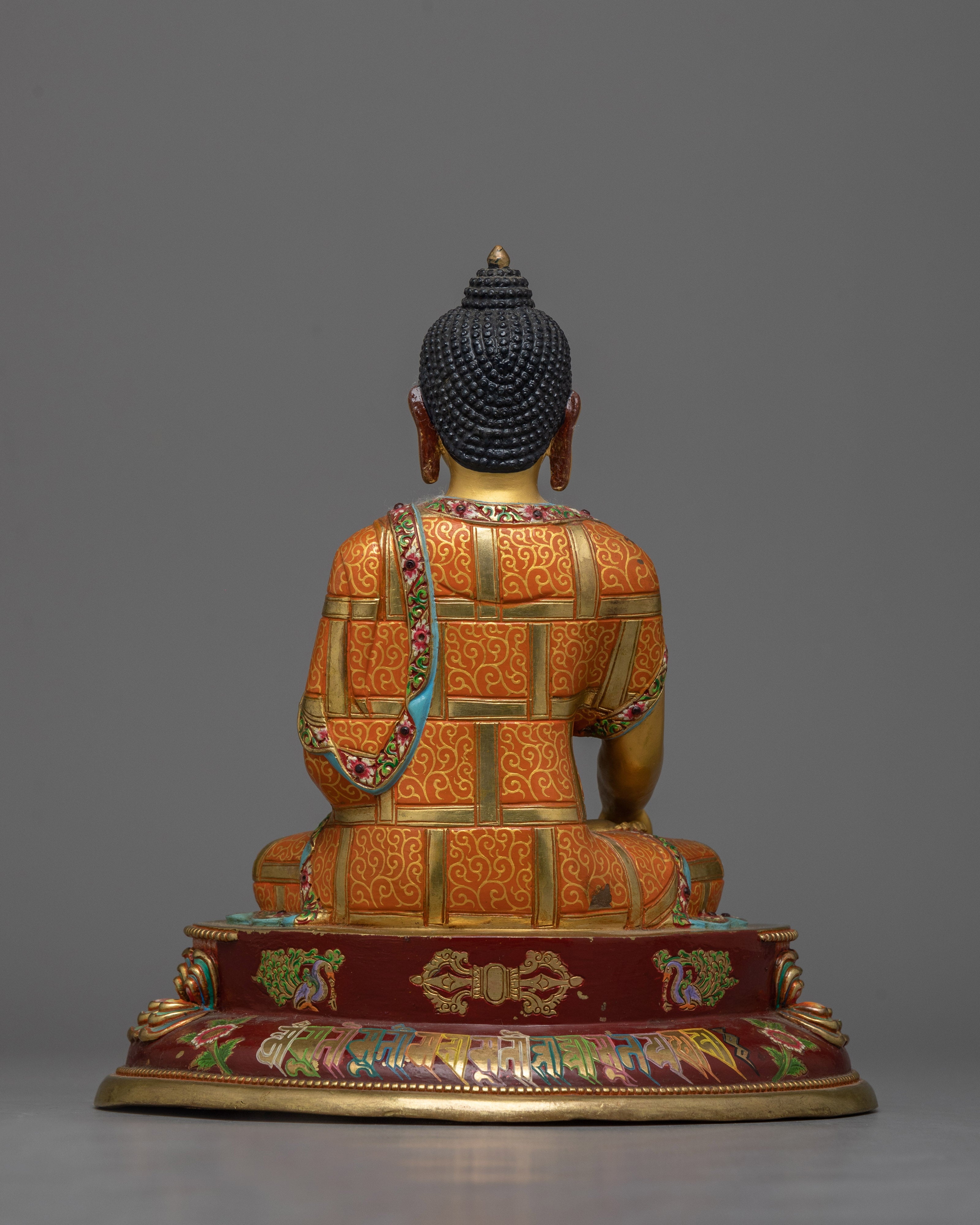 Radiant Shakyamuni Buddha Color Figure | Exquisite Handcrafted Copper Statue