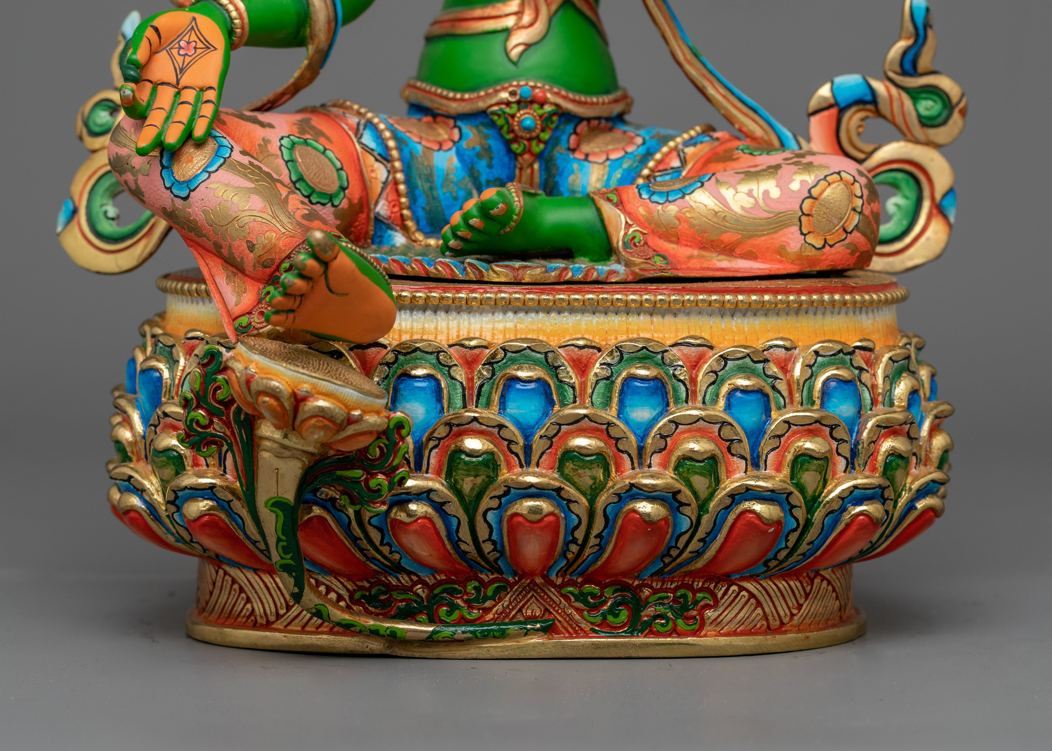 Green Tara Colorful Statue | Empowerment in Compassionate Action