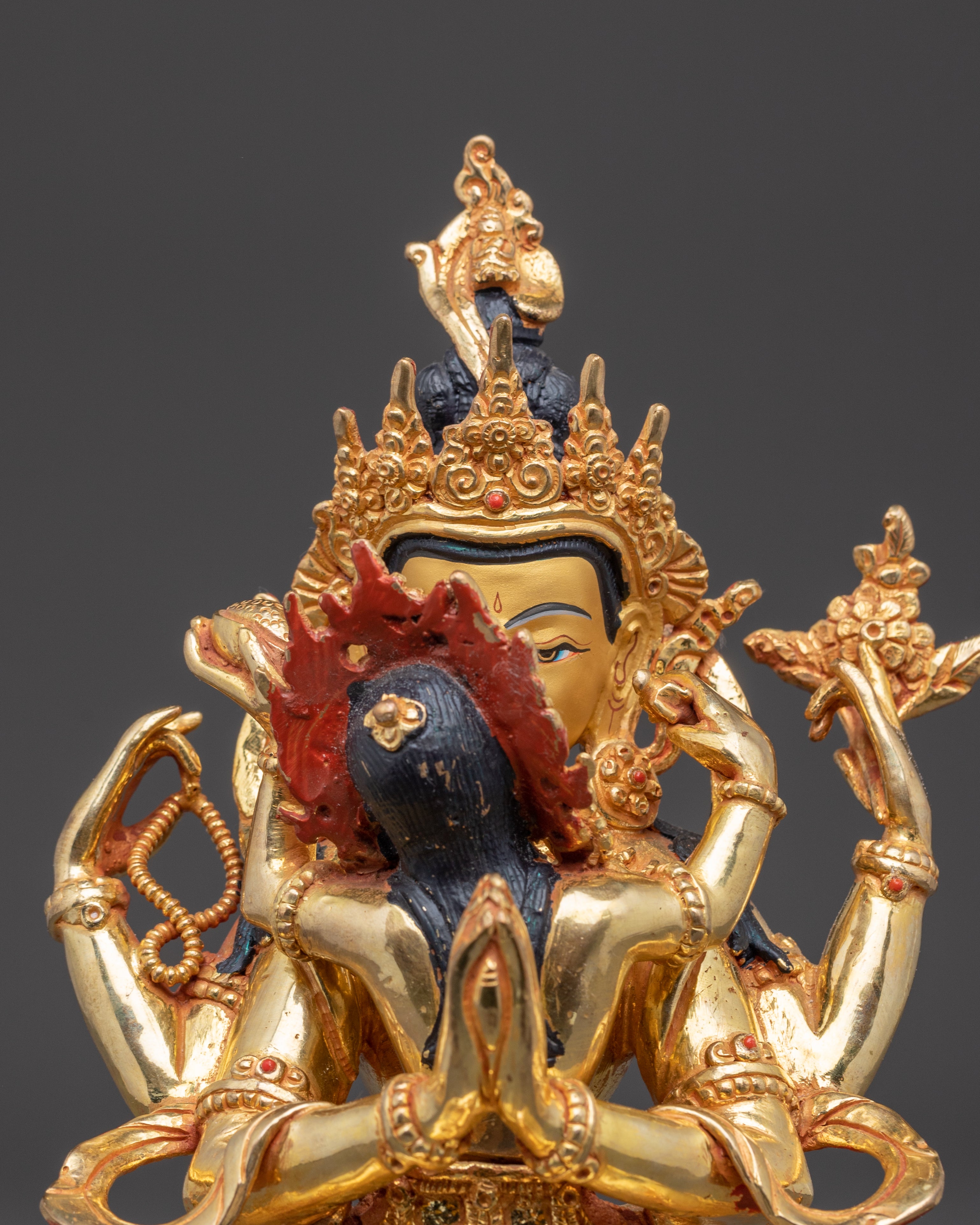 Handcrafted Sculpture of Four-Armed Chenrezig